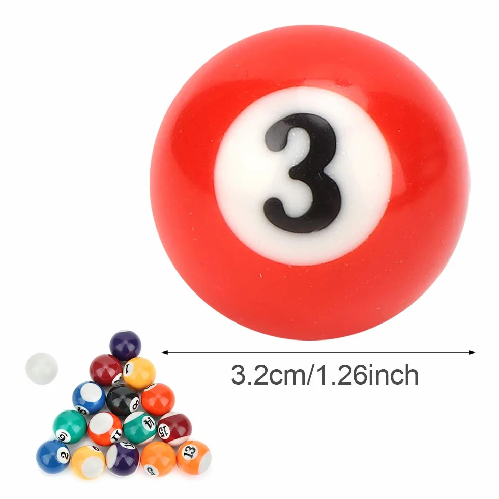 Mini Bolas de Billar 16 Piezas 32 mm Resina de Poliéster Ecológica Juego de Entrenamiento