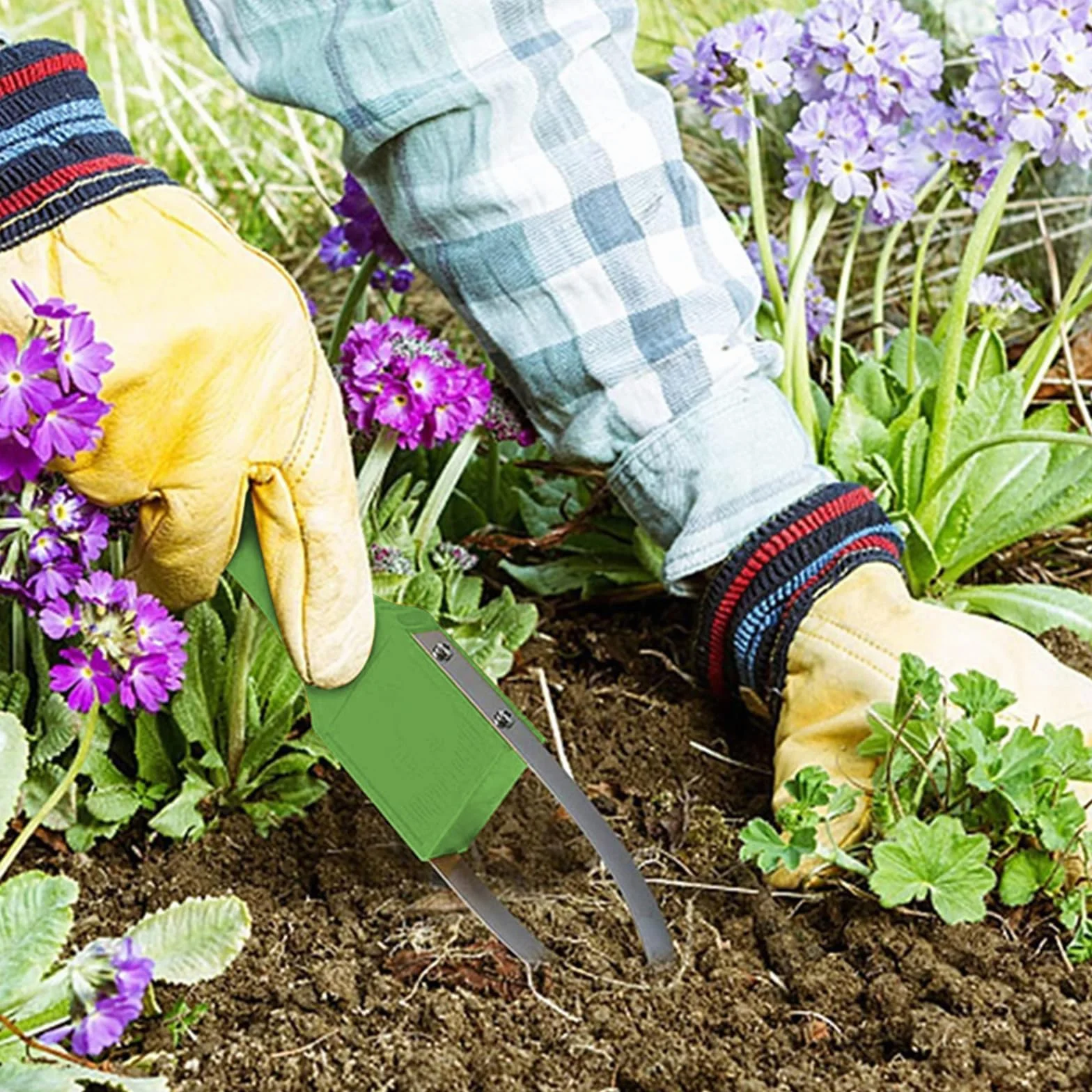 Weeder de Mano de Jardín, Extractor Malas Hierbas, Herramientas Jardineria, Desherbador Manual de Acero Inoxidable, Quitar Malas Hierbas con Mango para Desherbar y Aflojar la Tierra, Verde