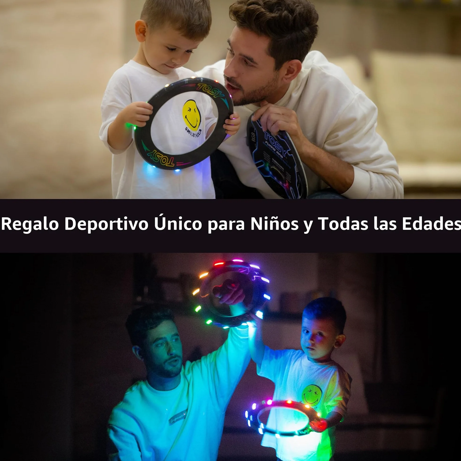 TOSY Flying Ring 12 Monocolor LEDs Impermeable Juguete para Piscina Playa Camping
