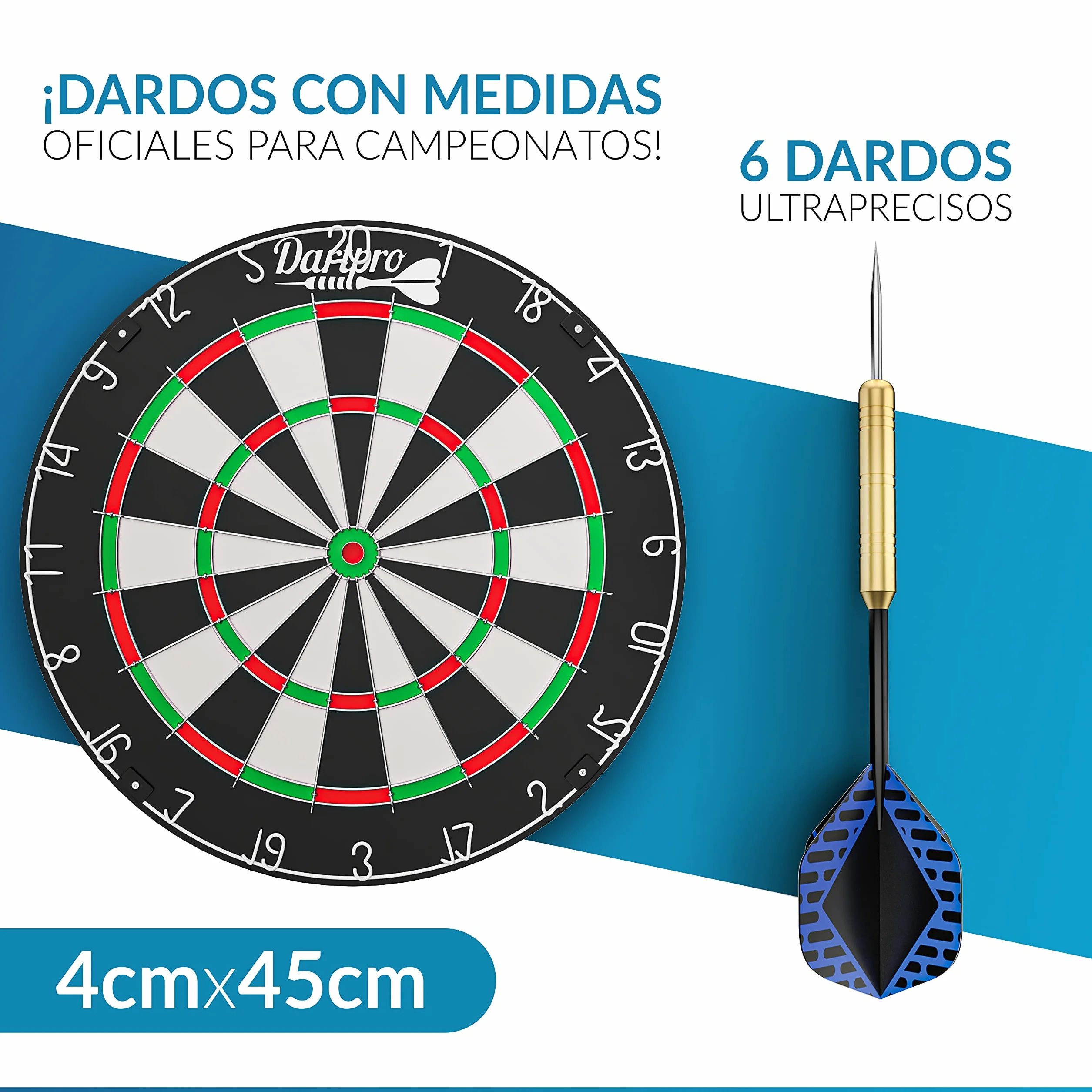 Diana de Sisal Autoreparable DartPro con 6 Dardos Profesionales