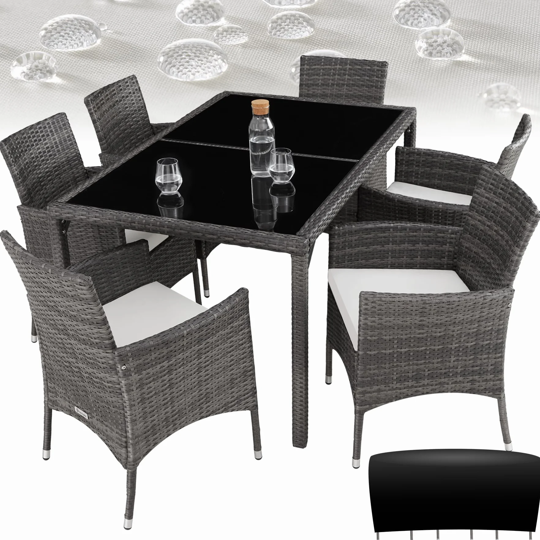 tectake Conjunto Jardín Exterior Ratán Aluminio Muebles Resistentes Intemperie 6 Personas Gris