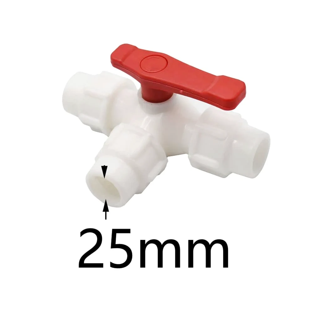 1 acoplador de válvula de bola de plástico tipo T de 25 mm, conector rápido de 3 vías para tubería de agua, PVC, polietileno, conexión rápida