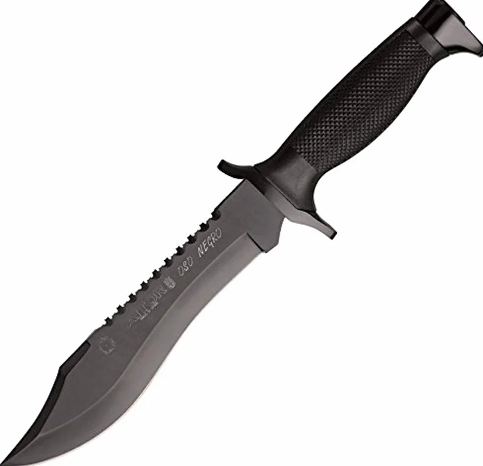 Aitor Oso Negro Cuchillo de Caza Hoja Acabado Negro Mate Funda Negra