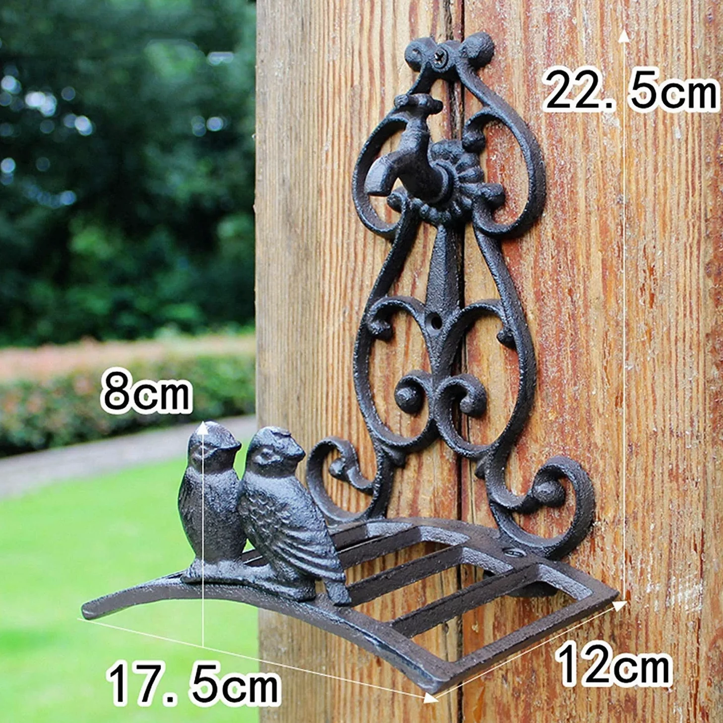 X&Z-XAOY Carrete De Soporte De Manguera Decorativo De Estilo Retro Soporte De Manguera De Jardín De Hierro Fundido De Alta Resistencia Dos Pájaros Almacenamiento De Manguera De Agua