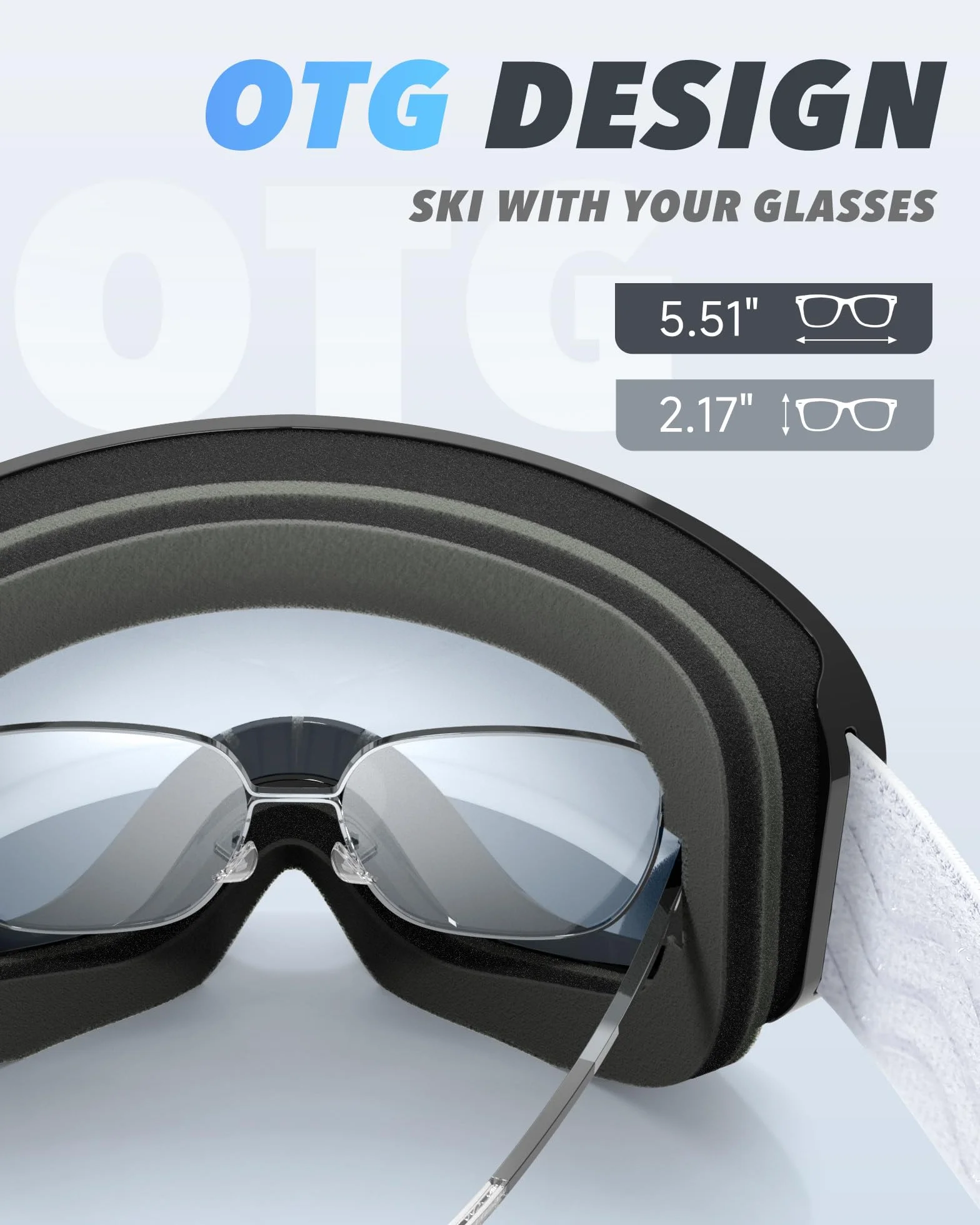 Gafas de Esquí Anti Niebla Protección UV OTG Compatible con Casco para Hombre Mujer Adultos