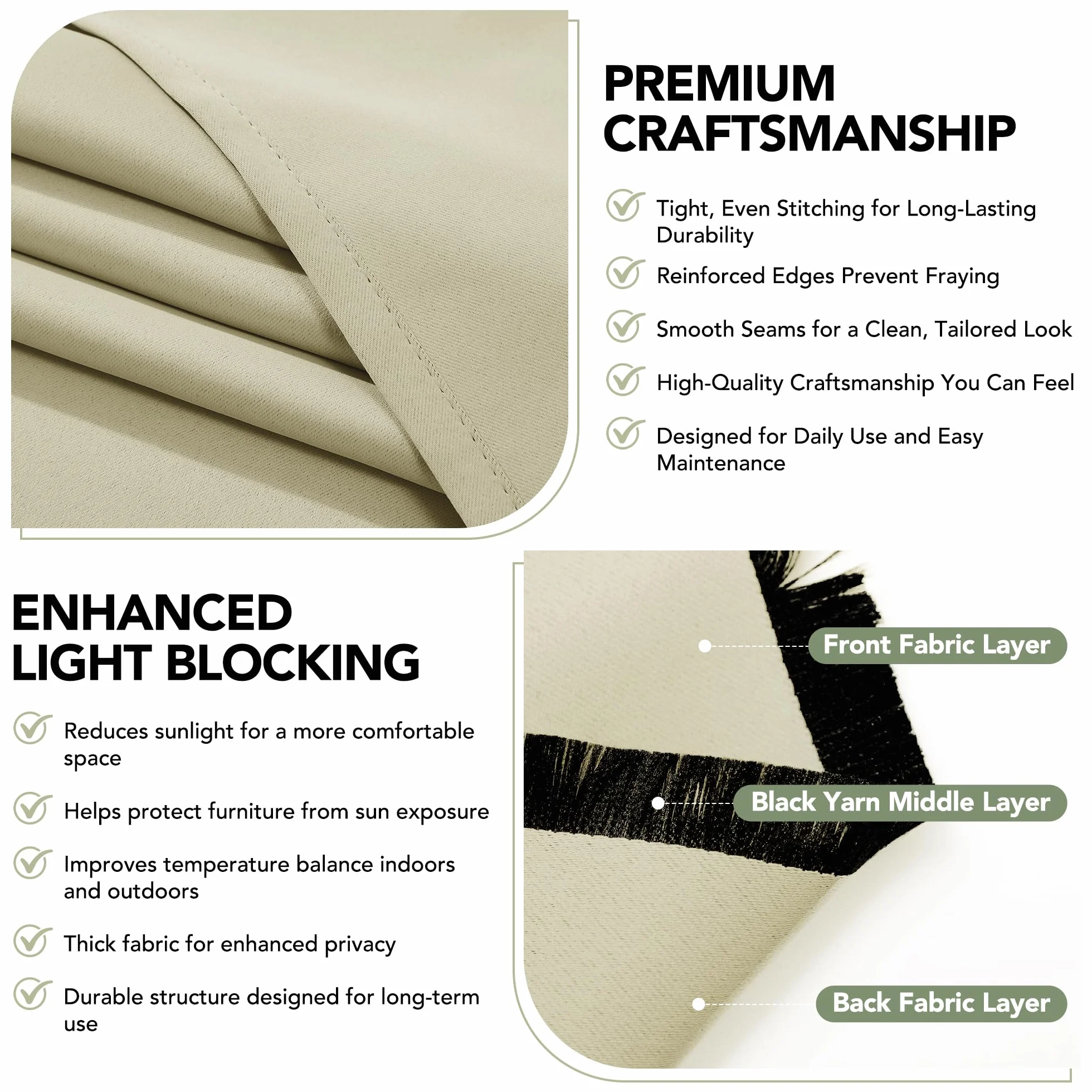 Deconovo Cortinas Exterior para Terraza Jardín o Balcón, Opacas y Repelentes al Agua con Trabillas, Protección Solar y Aislamiento Térmico, Set de 2 Paneles 132x270 cm Beige Oscuro