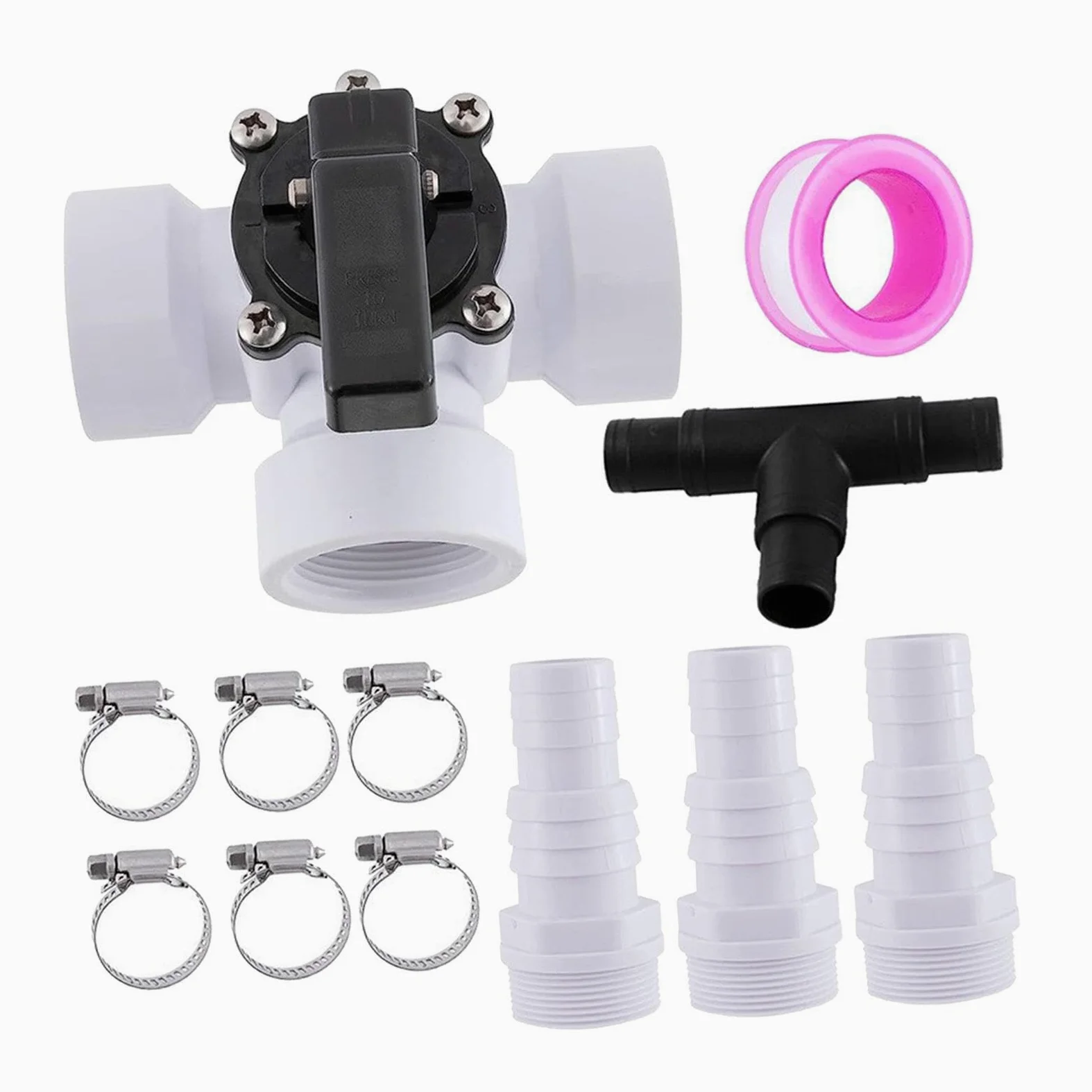 Adaptador de Manguera con válvula desviadora de Piscina, práctico y desviador de 3 vías para una práctica conexión de tubería de PVC.