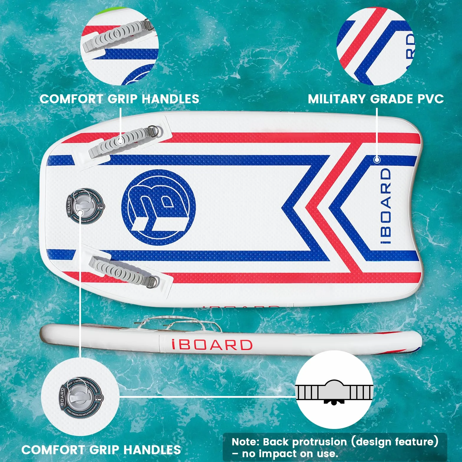 Portable Inflatable Bodyboard 42 Inch Body Board with Sup Technology for Adult Teen