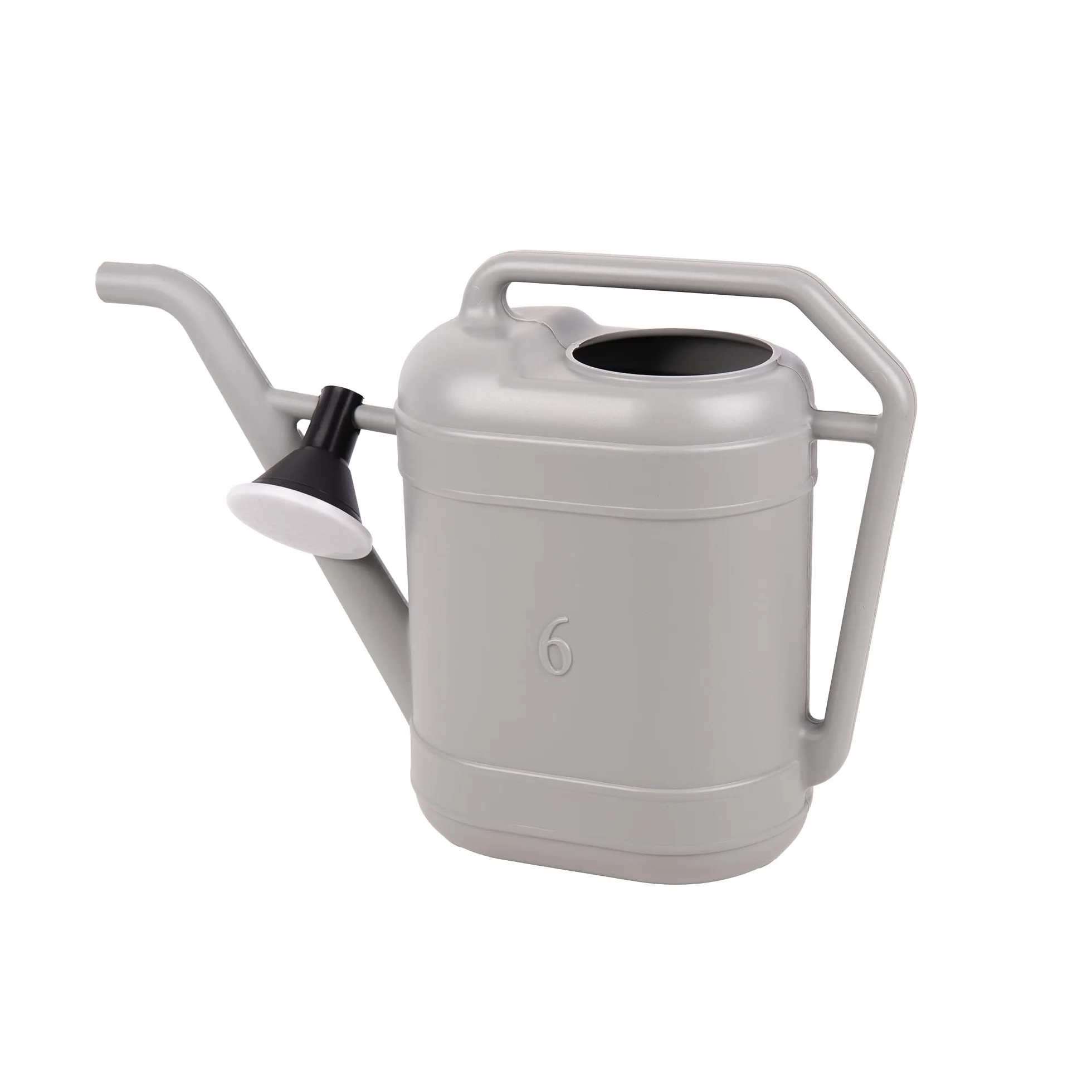 Cofan Regadera Gris de 6 litros con Cabezal Desmontable, HDPE Resistente, Asa de Transporte, Regadera para Interior y Exterior
