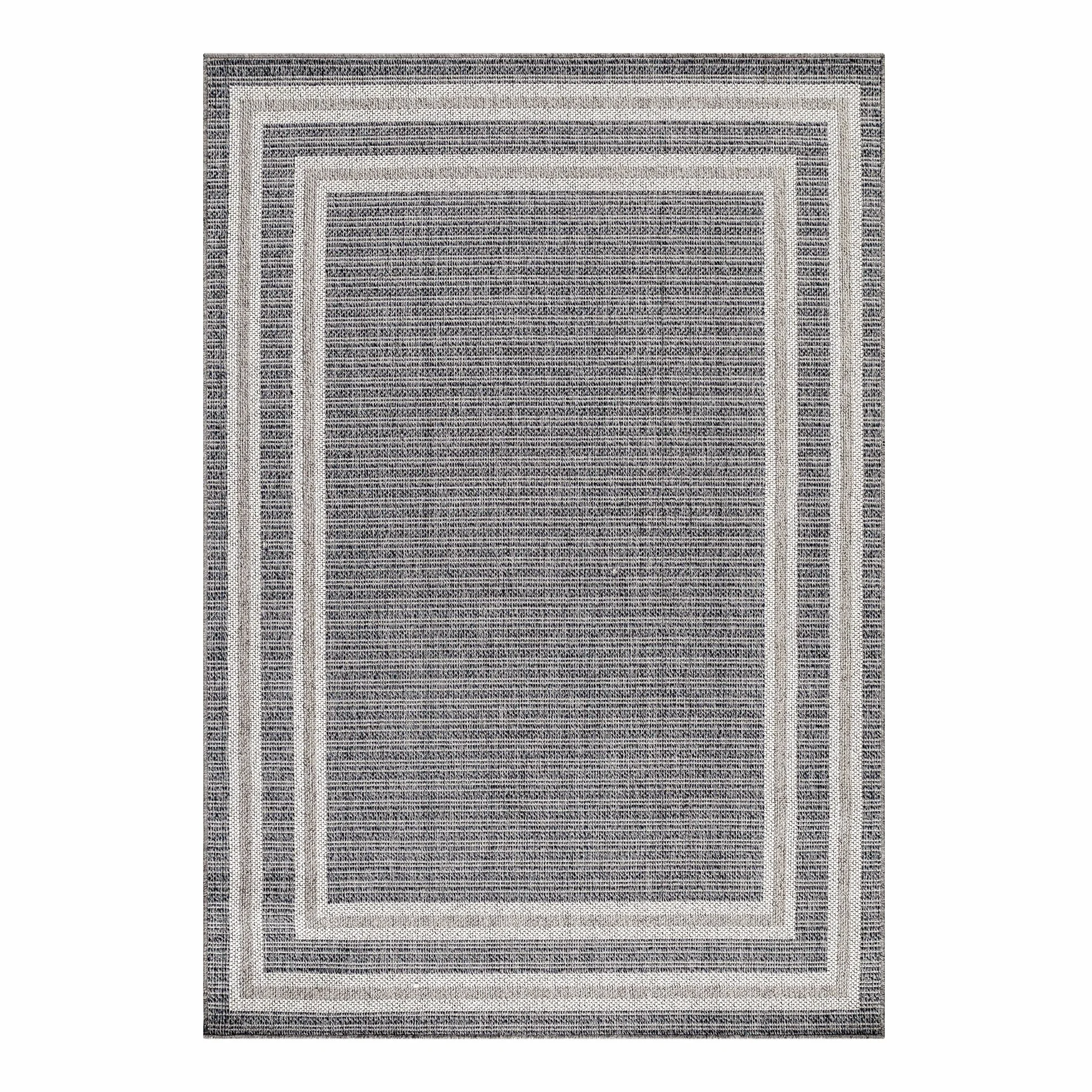 Carpetsale24 Alfombra de Exterior, Color Gris, diseño de Borde, 110118, Alfombra Rectangular, Alfombras para terraza-balcón-jardín o Cocina, 160 x 230 cm