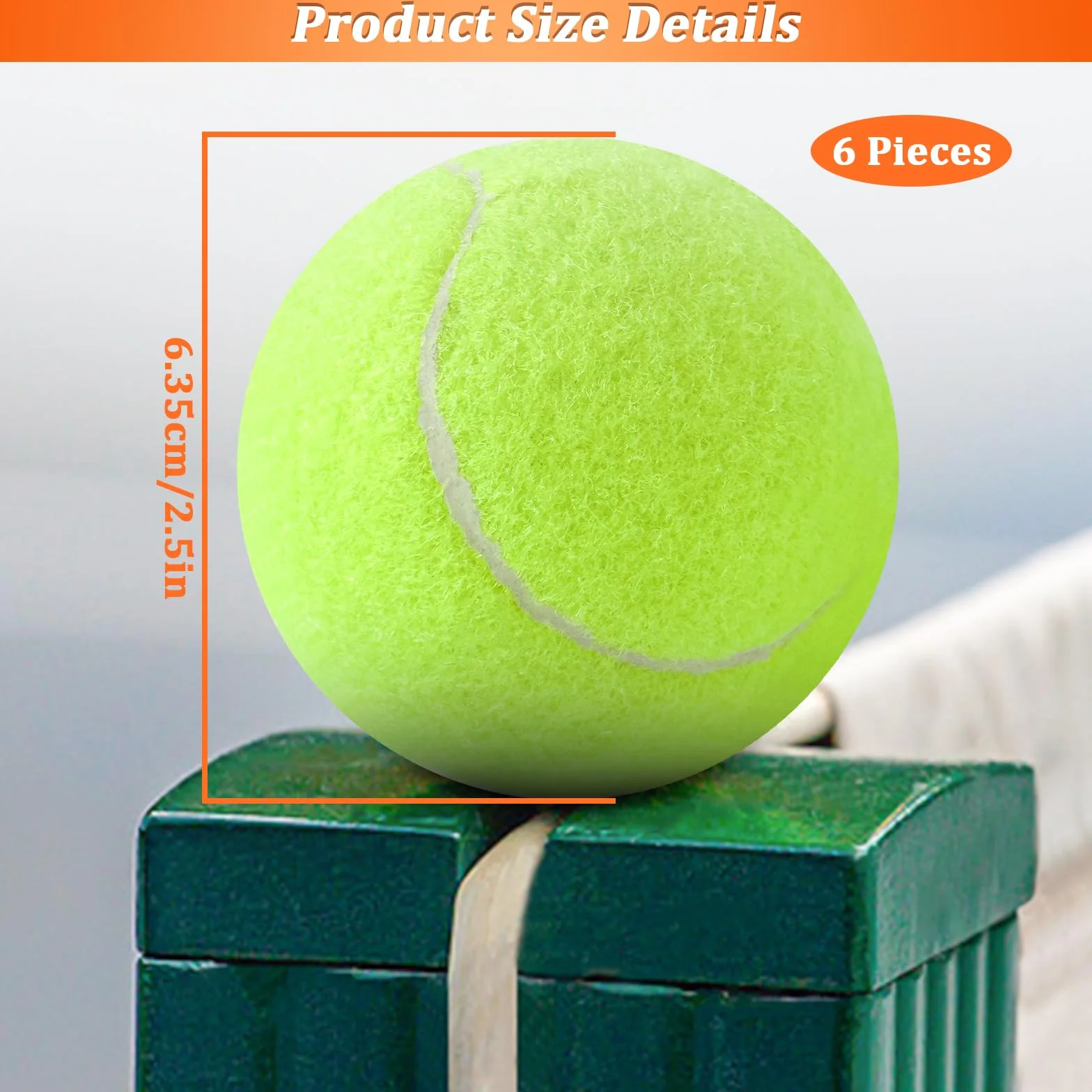 Paquete de 6 Pelotas de Tenis de Entrenamiento, Alta Elasticidad para Principiantes