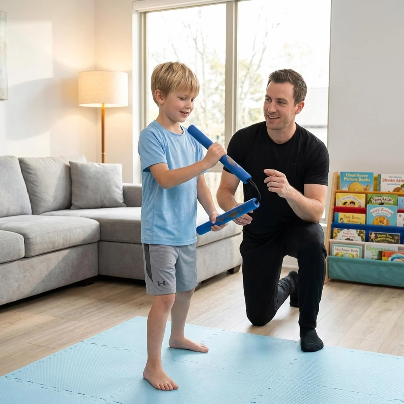 Nunchakus de Espuma Suave para Niños Principiantes Entrenamiento Seguro Azul