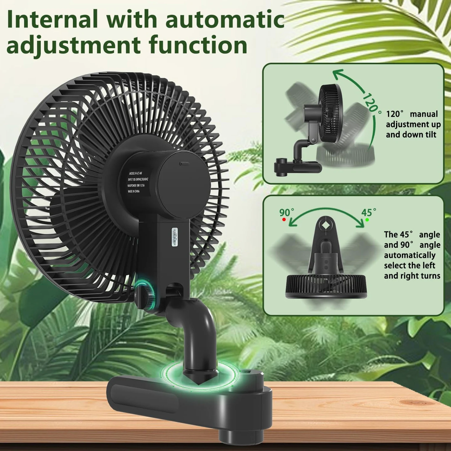 Ventilador con Clip 10W Oscilación Automática Motor EC Trifásico 10 Velocidades