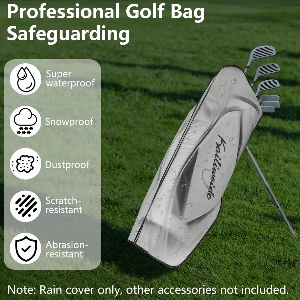 Funda Impermeable para Bolsa de Golf Universal de PVC Portátil Transparente Negro