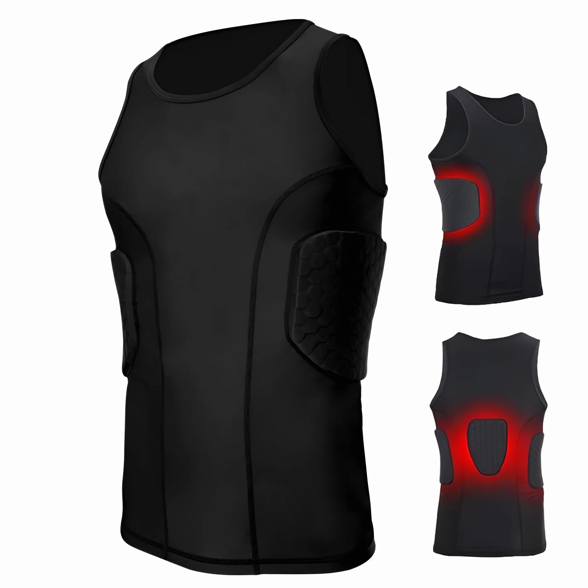 SOONHUA Camiseta de fútbol acolchada para hombre protección antigolpes silicona pantalones cortos accesorio deportivo baloncesto rugby chaleco