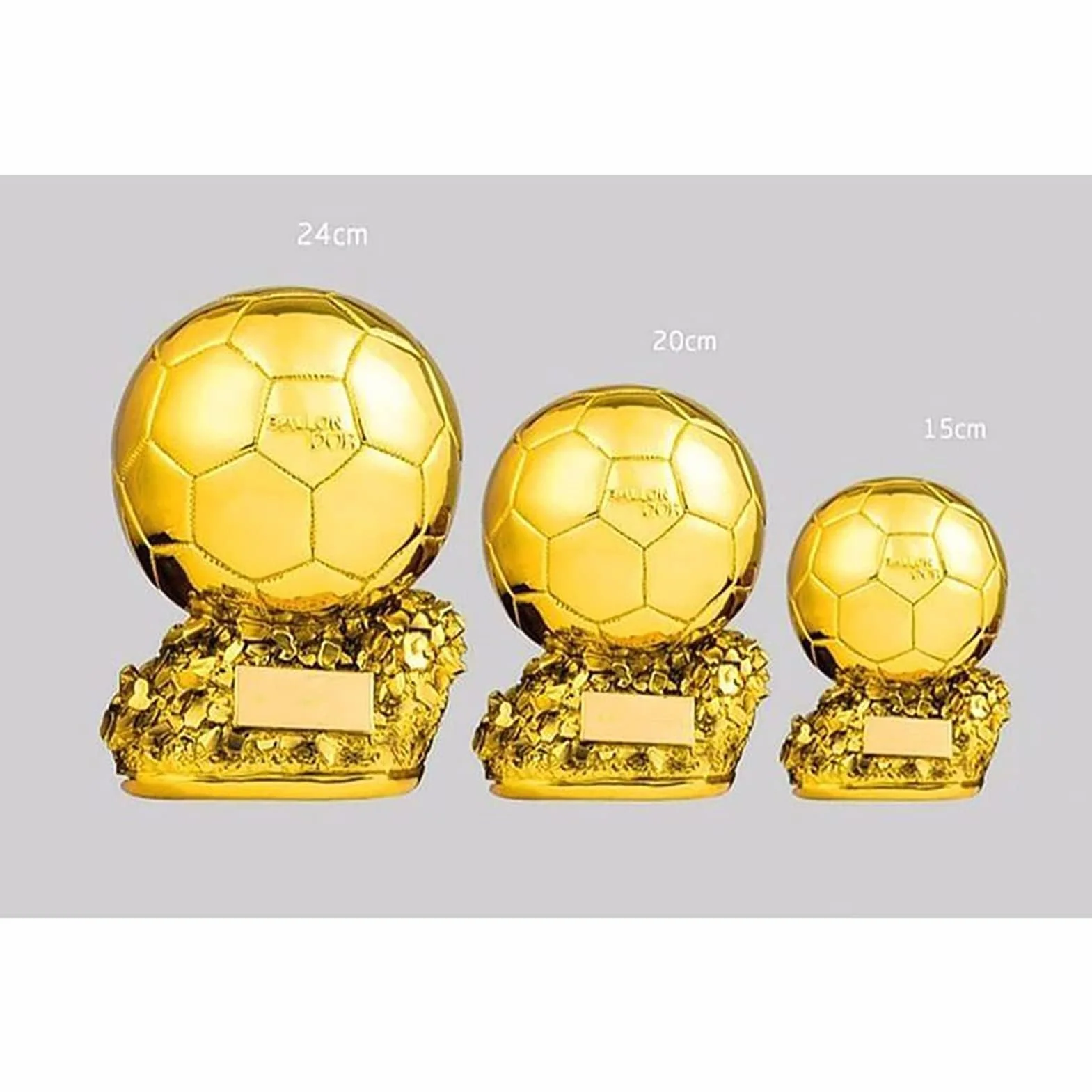 Trofeo Balón de Oro Fútbol Resina 20cm Decoración Hogar Recuerdo Regalo