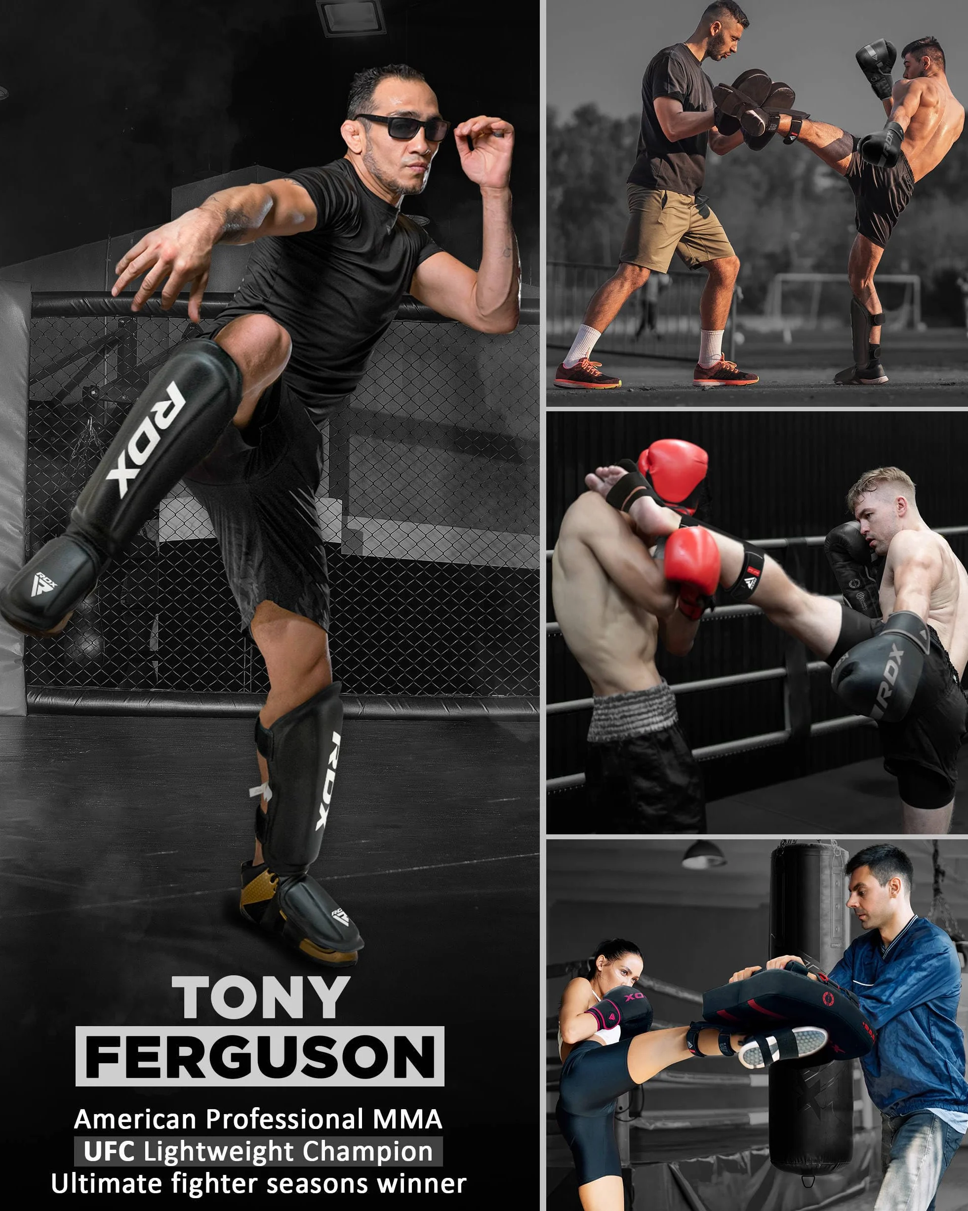 RDX Espinilleras Kickboxing Muay Thai Aprobadas SATRA SMMAF Piel Maya Premium Protección Empeine Piernas