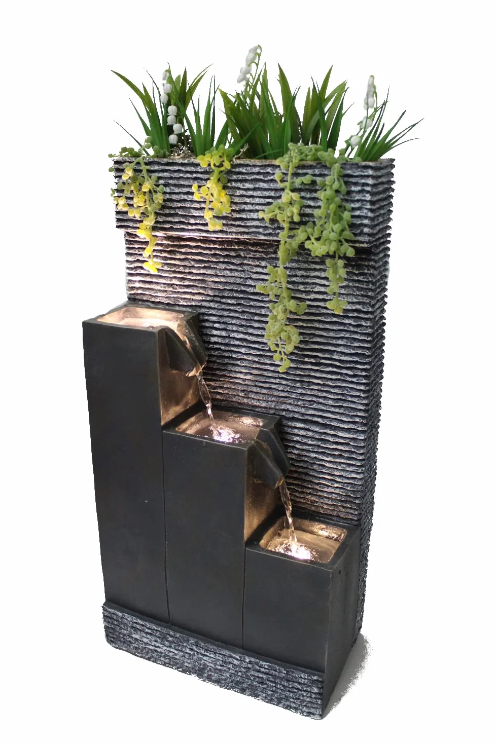Arnusa BK845 Fuente de jardín con iluminación LED, Fuente de jardín con Lavabo Decorativo, Fuente de Interior, Fuente para Uso Interior y Exterior, Decoración de jardín