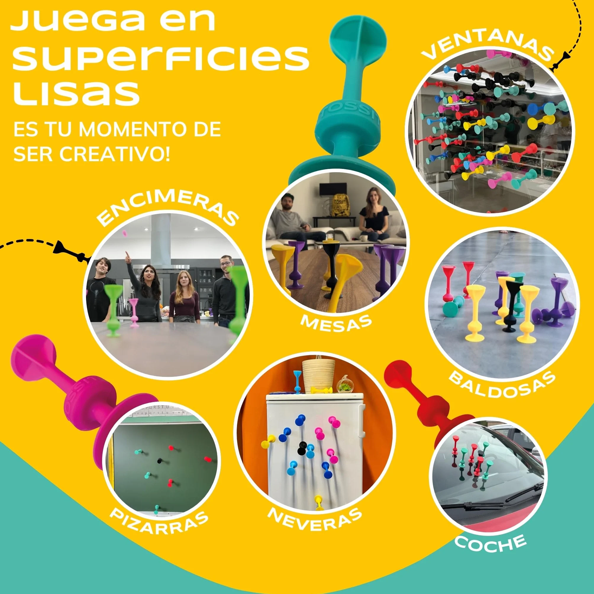 TOSSIT Dardos con Ventosa, Juego de Lanzar para Familia y Fiesta, Silicona, Jardín Interior Exterior, Petanca Boccia, Regalo Niños Adultos