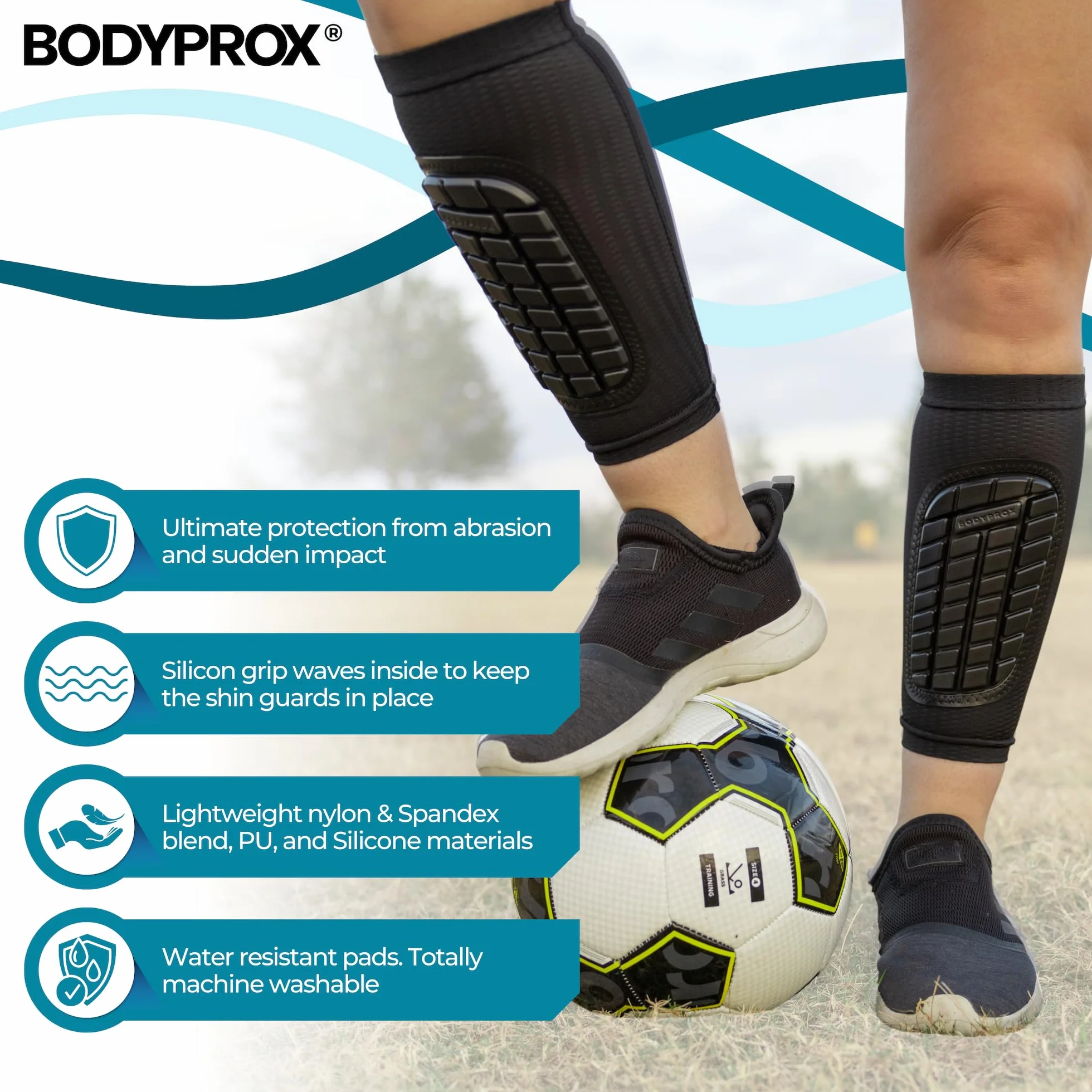 Bodyprox Protector Tibias de Fútbol para Hombres, Mujeres y Jóvenes