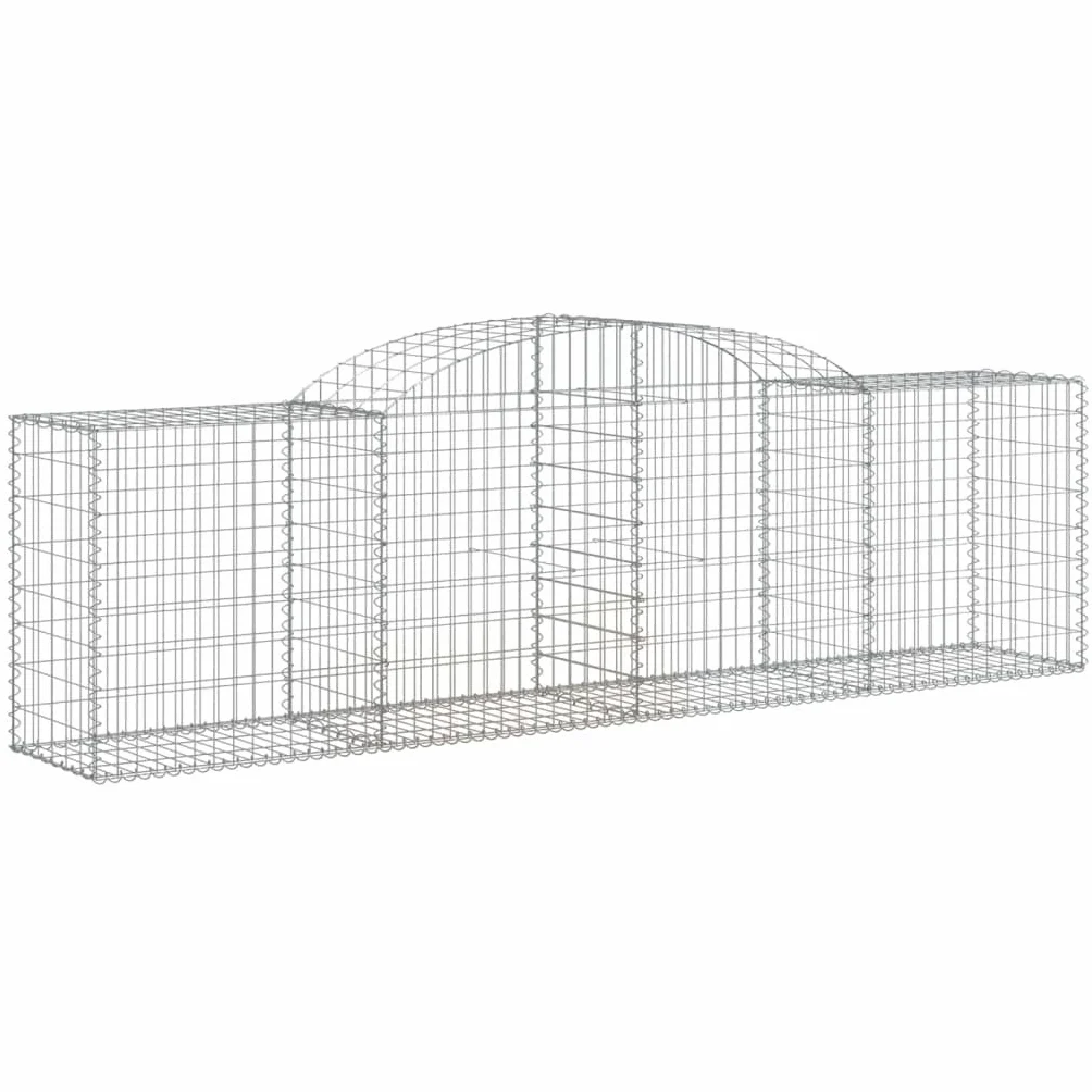 Gaviones con arco alto, 6 unidades, 300 x 50 x 80/100 cm, hierro galvanizado, para barreras de jardín y protección visual como decoración estable