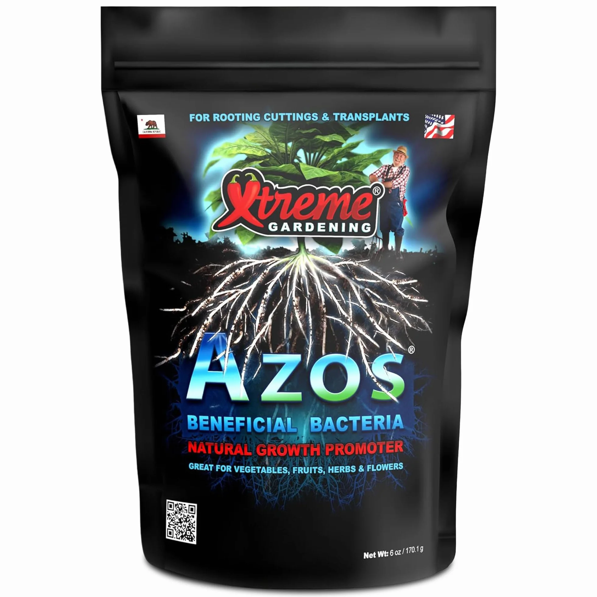 Xtreme Gardening Azos Bacterias beneficiosas, promotor de Crecimiento Natural, Bolsa de 6 onzas