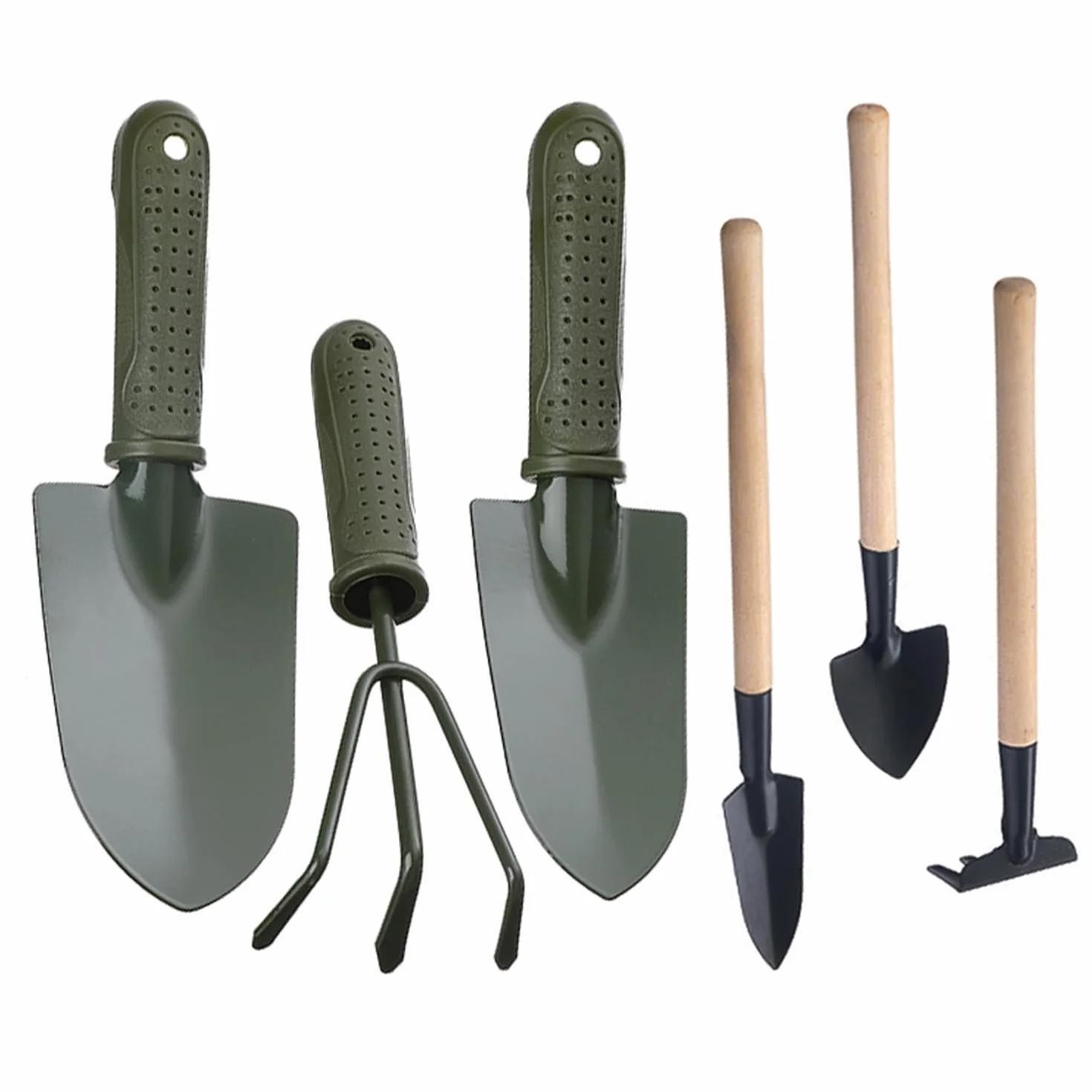 Juego de 6 mini herramientas de jardín, herramientas de flores y plantas, herramientas de limpieza de macetas, herramientas antioxidantes y antimanchas (mini pala, rastrillo de jardín, pala para