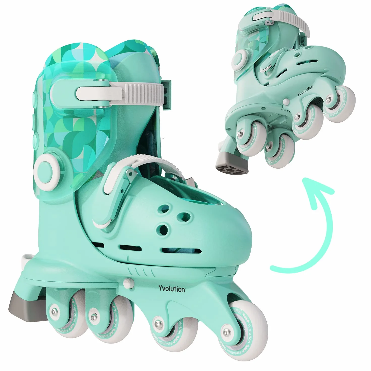 Yvolution Patines de Entrenamiento Ajustables 2 en 1 para Niños Principiantes
