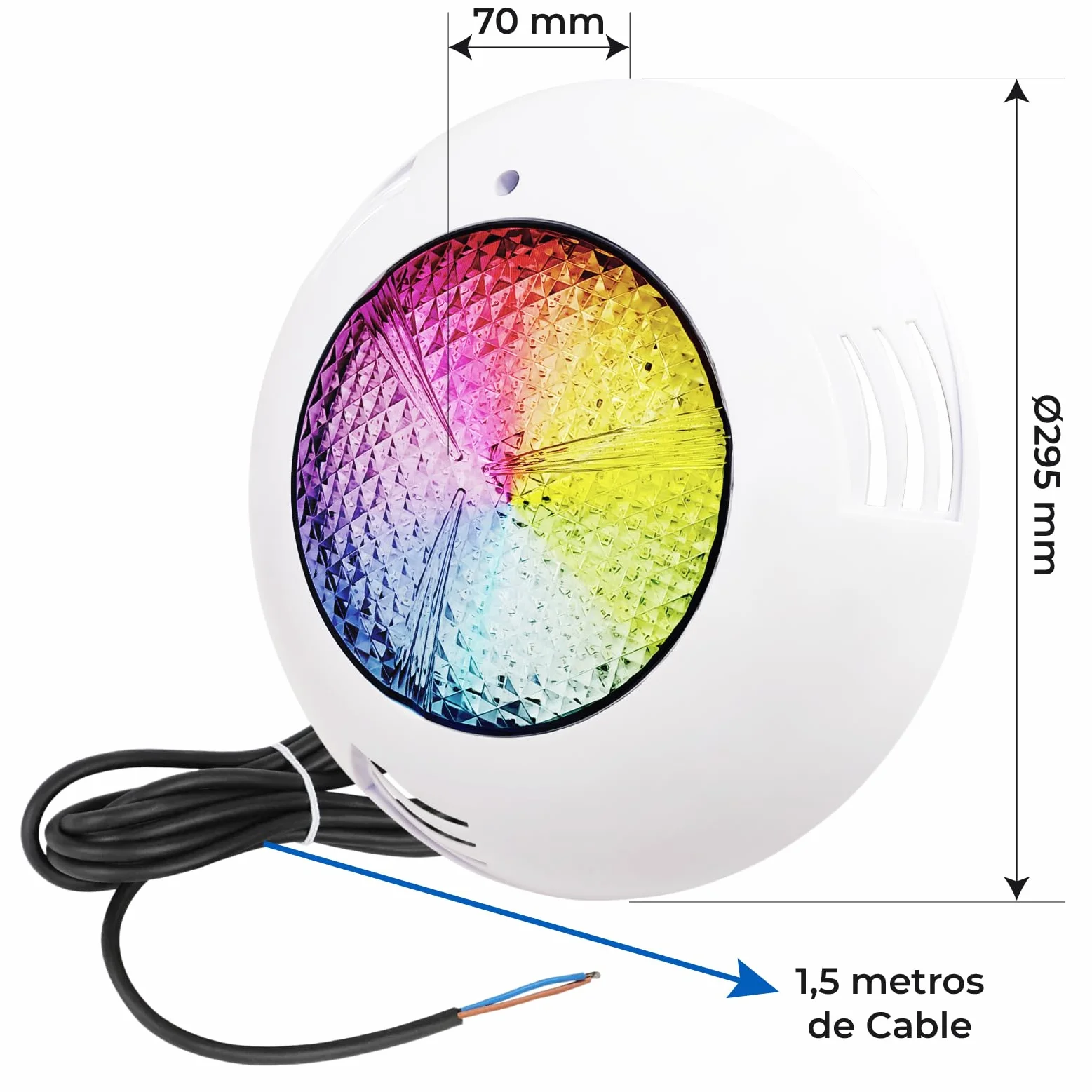 LED ATOMANT Lote de 2 Focos de piscina LED 45W RGB 12V AC, Luz para Piscina Impermeable IP68 Sumergible, Cable 1,5m, Con Mando a distancia por control remoto