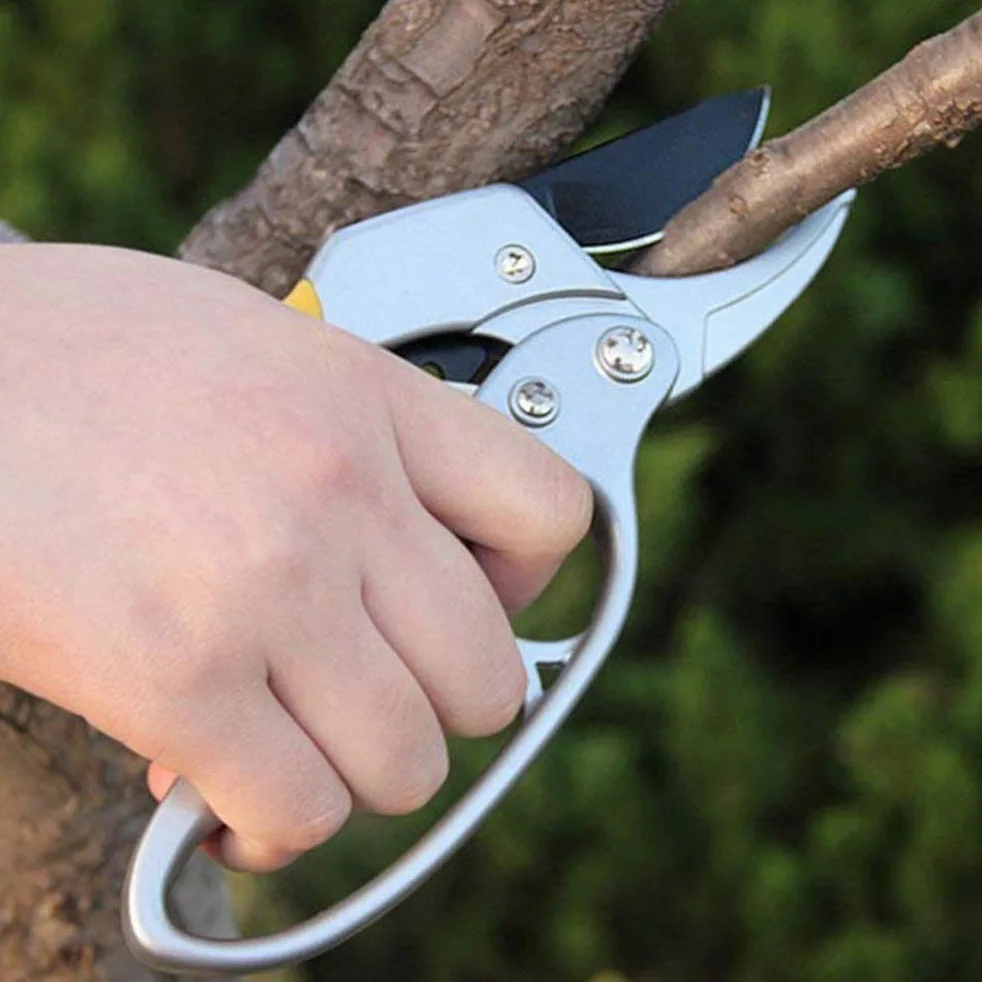 Podadora Tijeras de podar Tijeras de podar Trinquete Profesional Yunque Poda de jardín Tijeras de Acero al Carbono Rama Planta de jardinería Tijera Herramienta Manual para poda de jardín