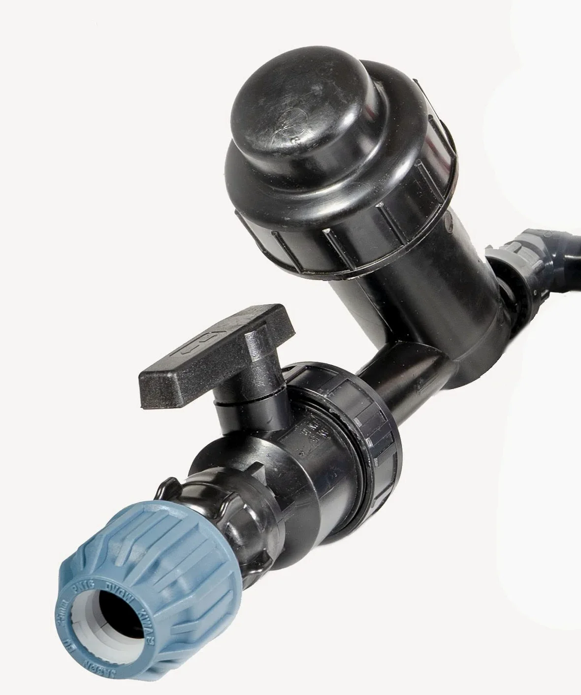 Distribuidor de tubos de polietileno de 6 zonas/25 mm (junta tórica), incluye válvulas solenoides Hunter PGV-101-MMB, conexión: tubo de polietileno de 25 mm
