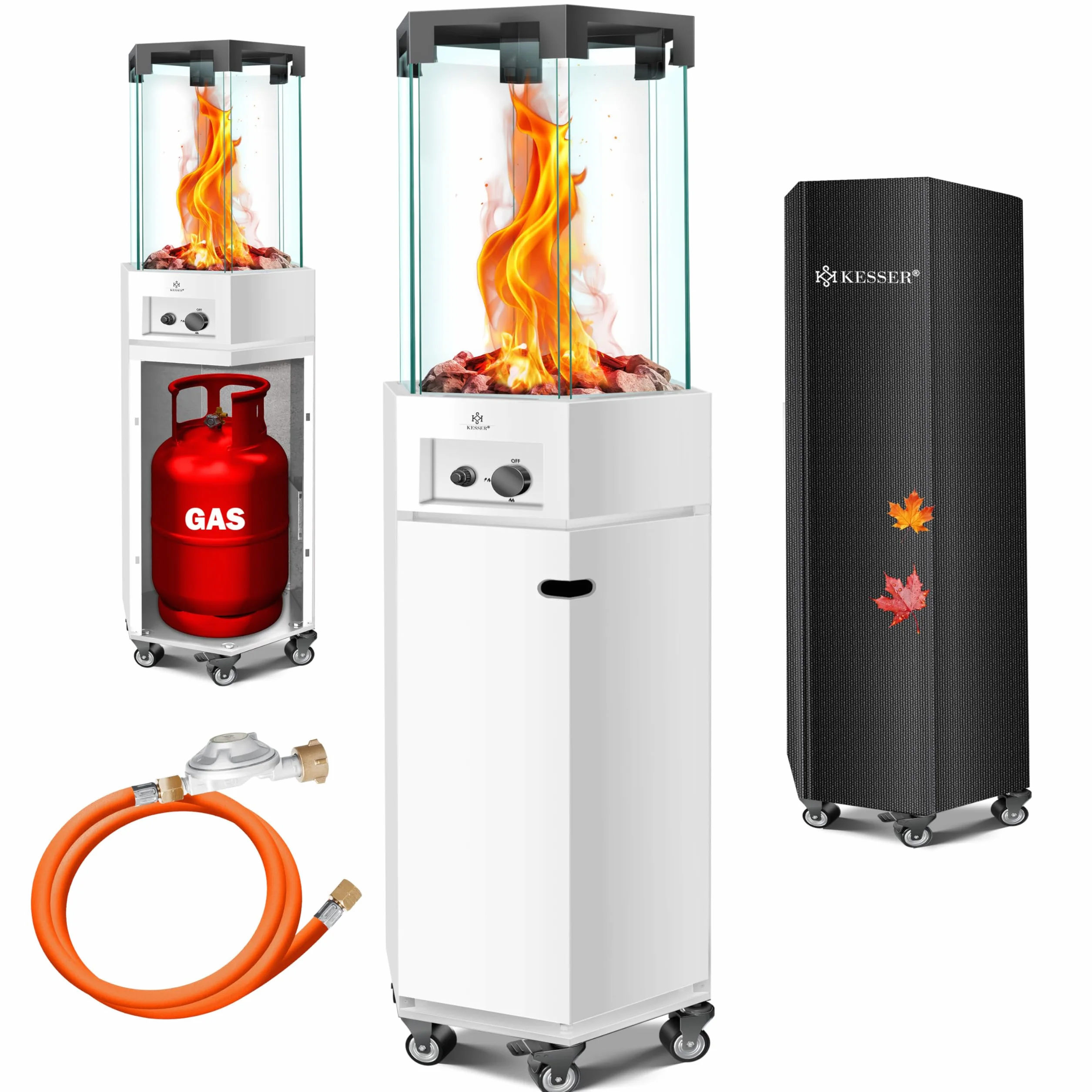 KESSER Calefactor de Gas para Terraza Móvil con Funda Protectora, Calentador de Llama Pirámide