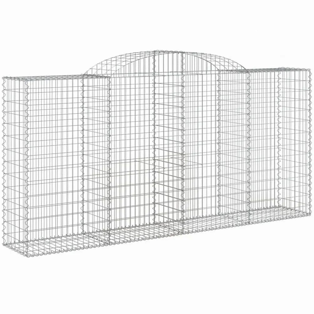Gaviones con arco alto, 2 unidades, 300 x 50 x 140/160 cm, de hierro galvanizado, para barreras de jardín y protección visual, como pared decorativa insonorizada con construcción estable