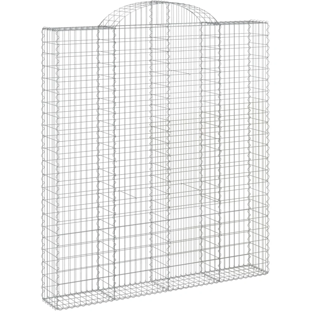 5 gaviones de arco alto. Hierro galvanizado de 200x30x220/240cm para barreras de jardín y protección visual como pared decorativa de gaviones con aislamiento acústico de alambre robusto con