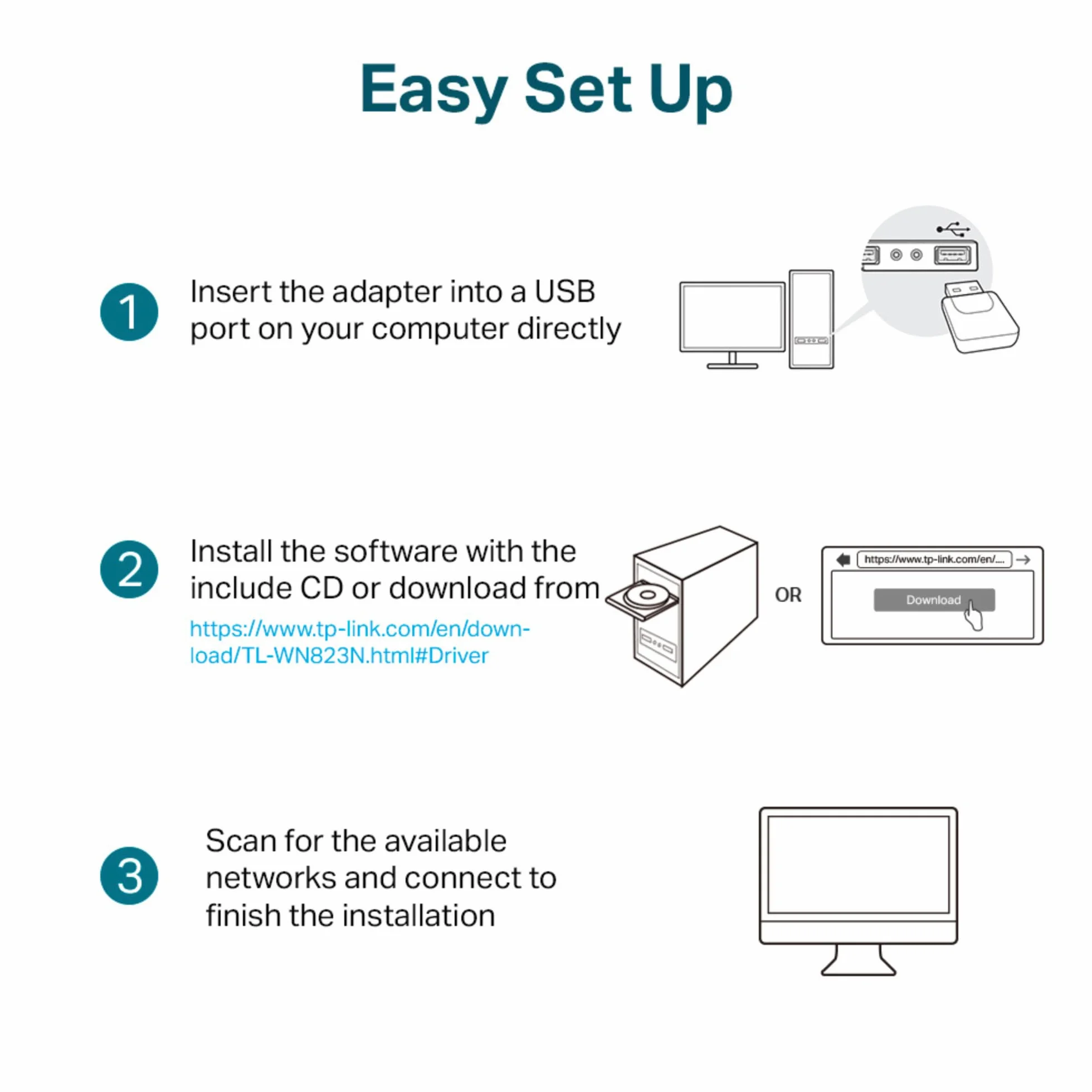 TP-Link TL-WN823N Adaptador USB WiFi 300Mbps 2.4GHz N300