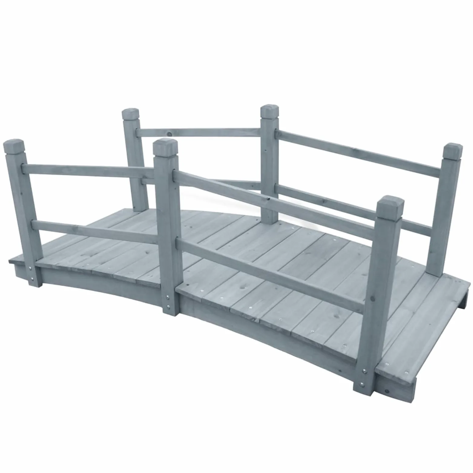 Tidyard Puente de Jardín de Madera Maciza Gris, 140 cm, Decorativo y Resistente para Arroyos y Flores