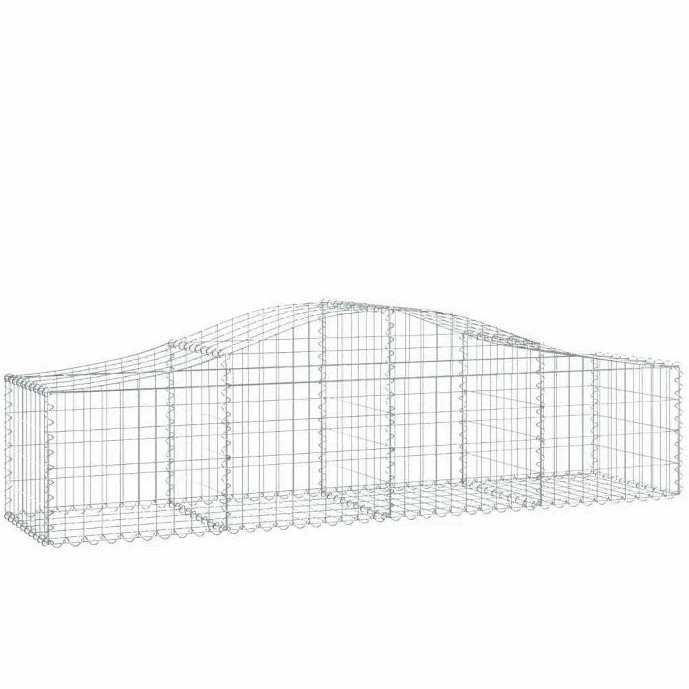 Gaviones con arco alto, 11 unidades, 200 x 50 x 40/60 cm, hierro galvanizado, para barreras de jardín y protección visual, como pared decorativa insonorizada de alambre robusto