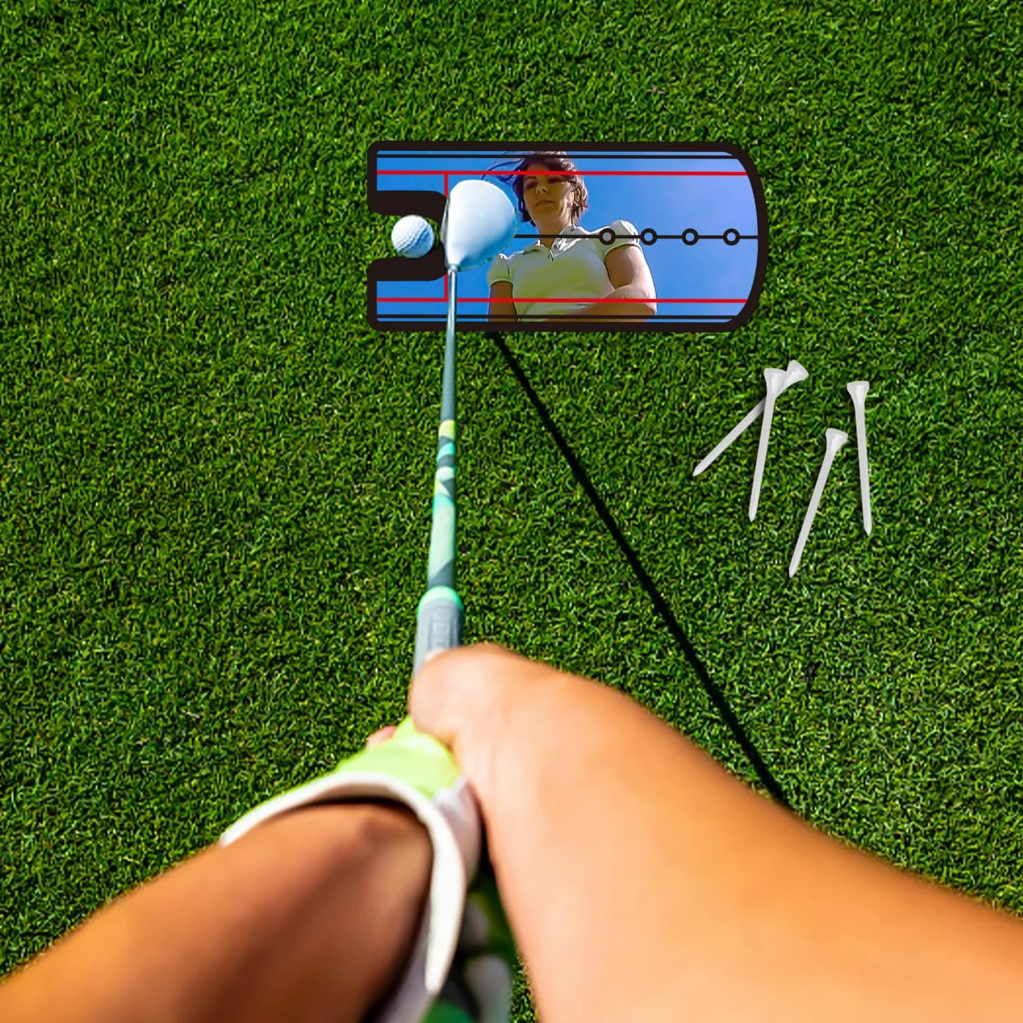 MEMOFYND Espejo de Ajuste de Golf con 4 Clavos y Bolsa de Almacenamiento, Dispositivo de Entrenamiento Portátil
