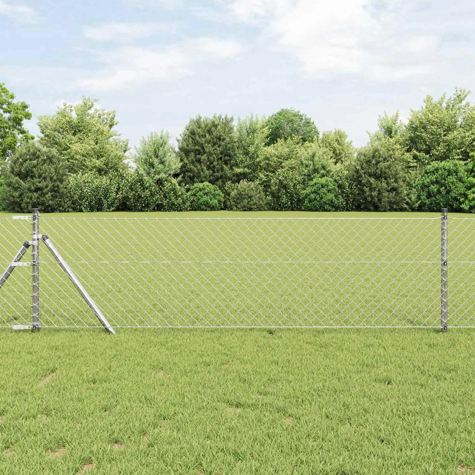 Valla de cadena plateada de acero galvanizado, 10 x 0,8 m, para jardín, exterior, resistente a la intemperie, resistente a la corrosión, resistente a los rayos UV, para jardín y terraza