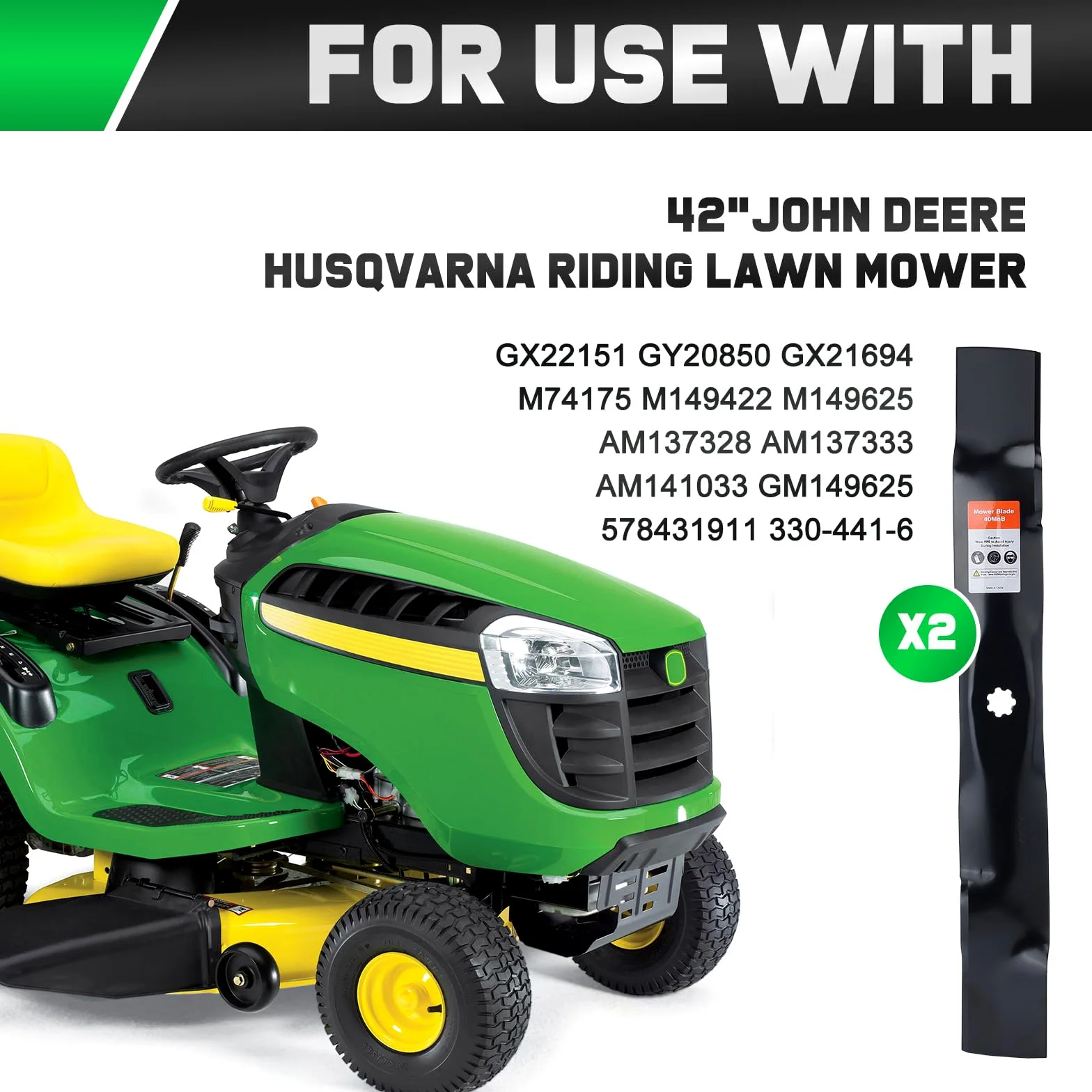 Grasscool D130 - Cuchillas para cortacésped de 42 pulgadas para John Deere D110 D100 D125 D105 S100 E100 LA125 LA115 LA105 42 pulgadas cubierta tractor cortacésped reemplazo GY20850 GX22151
