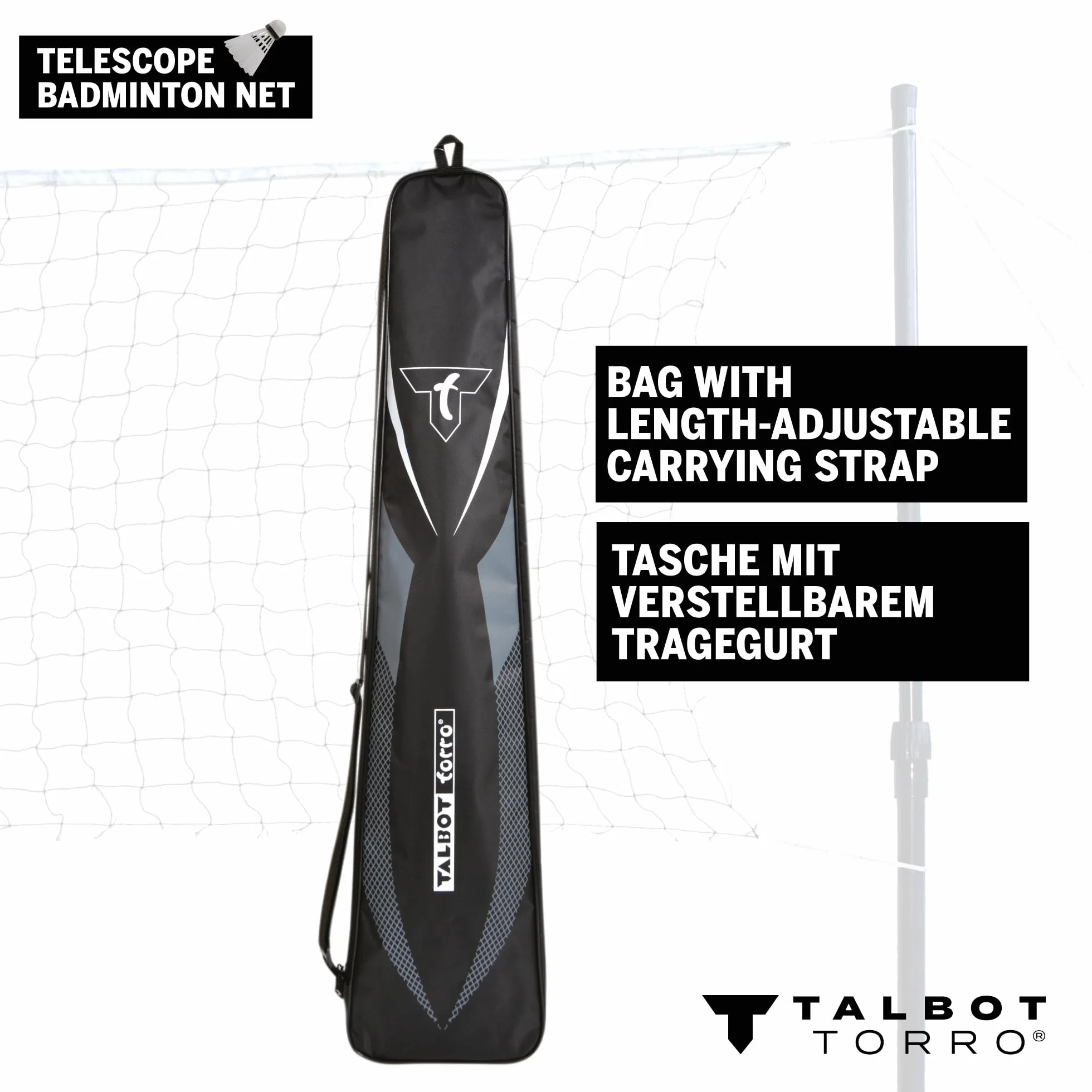 Talbot Torro Set de Red de Badminton Telescópica 1,25-1,55m 6,10m Bolsa