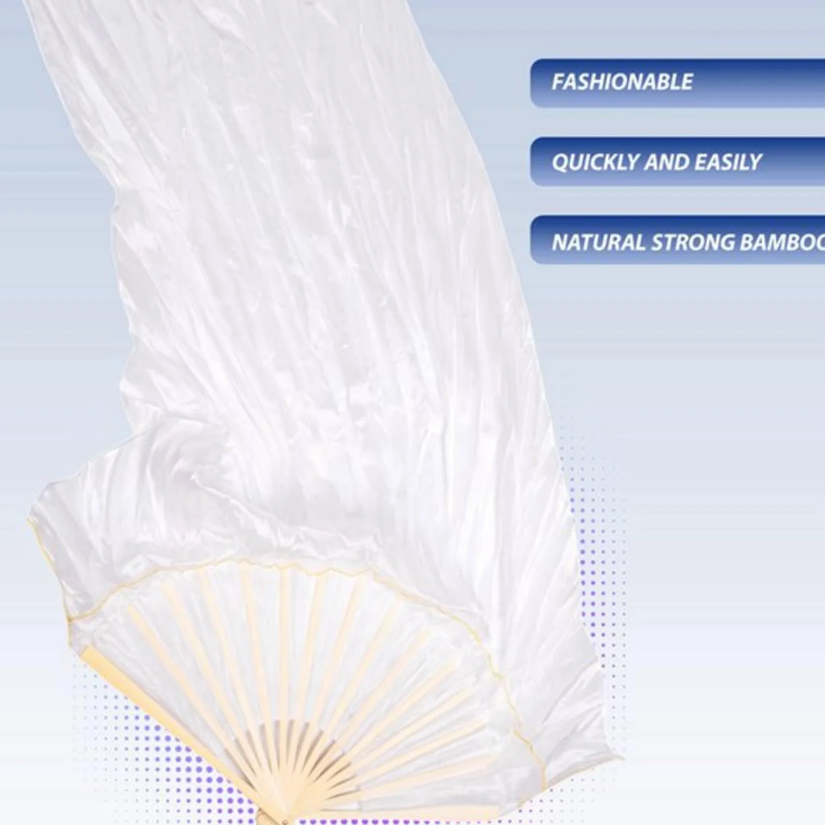 Velo de Seda Ventilador de Baile 180x90 cm 1 Pieza