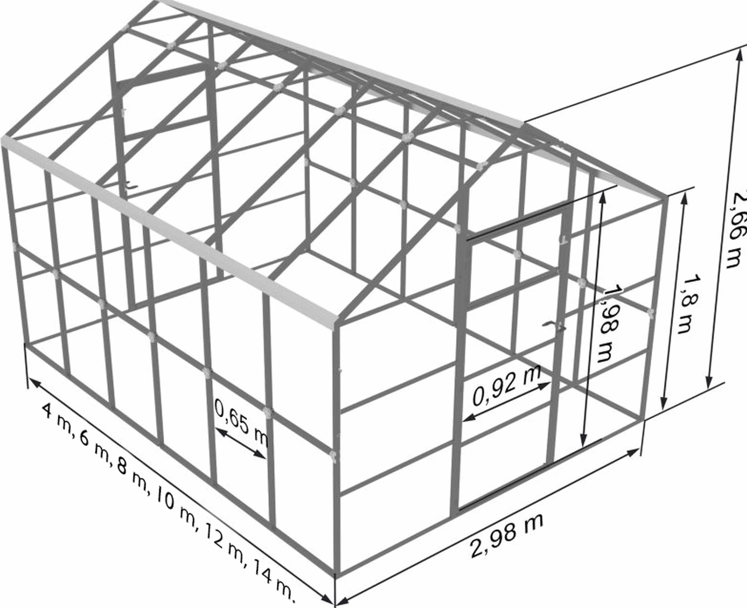 Invernadero de Jardín Tudor 3x4m Greenhouse 12m² con Policarbonato Transparente 4mm Marco de Acero Galvanizado Varios Modelos y Tamaños para Plantas y Cultivos