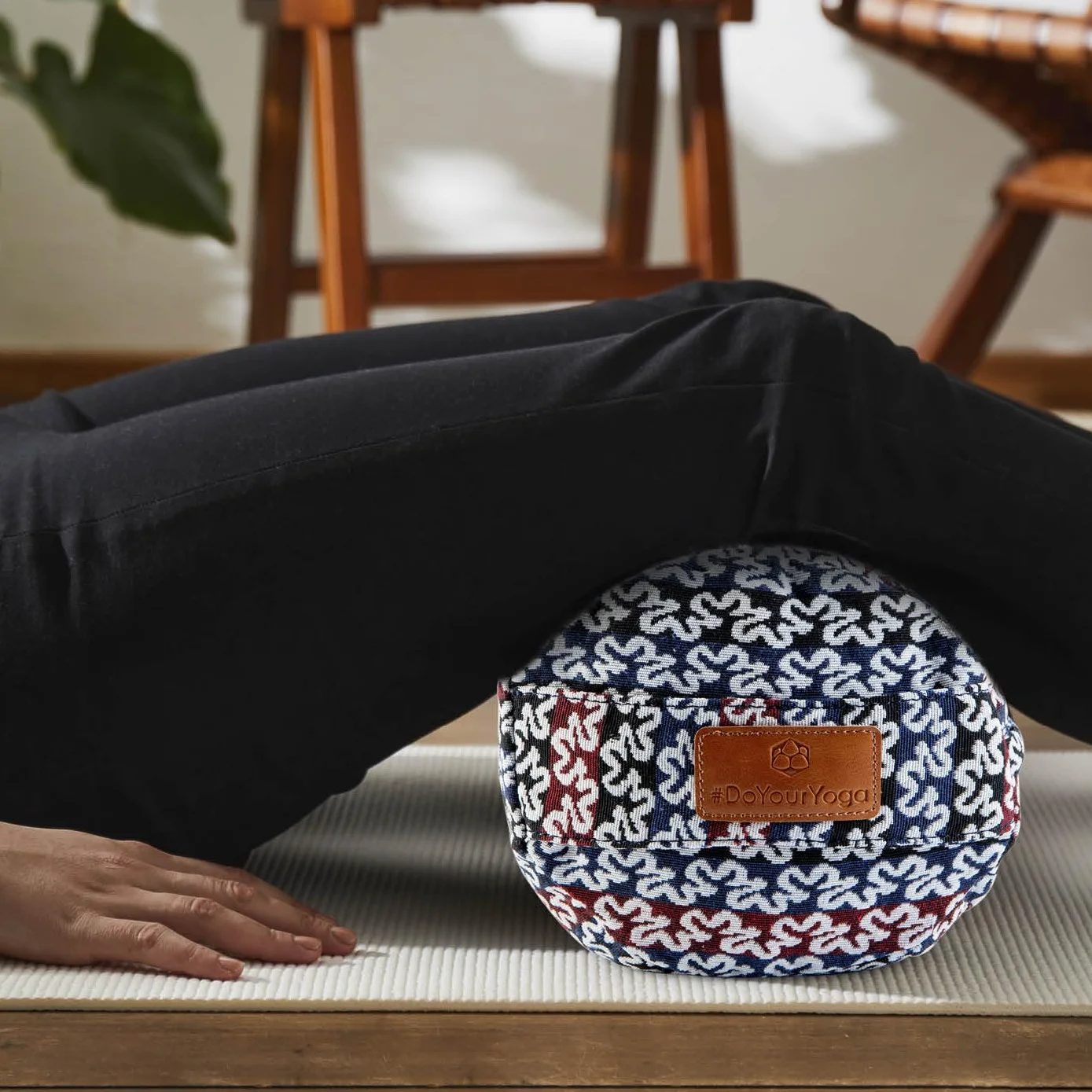Bolster Yoga Rodillo Krishna Yin Yoga 68 x 22 cm Relleno Espelta Orgánica Cubierta Algodón Lavable Cojín Zafu Yoga Rodilla Rulo Pilates