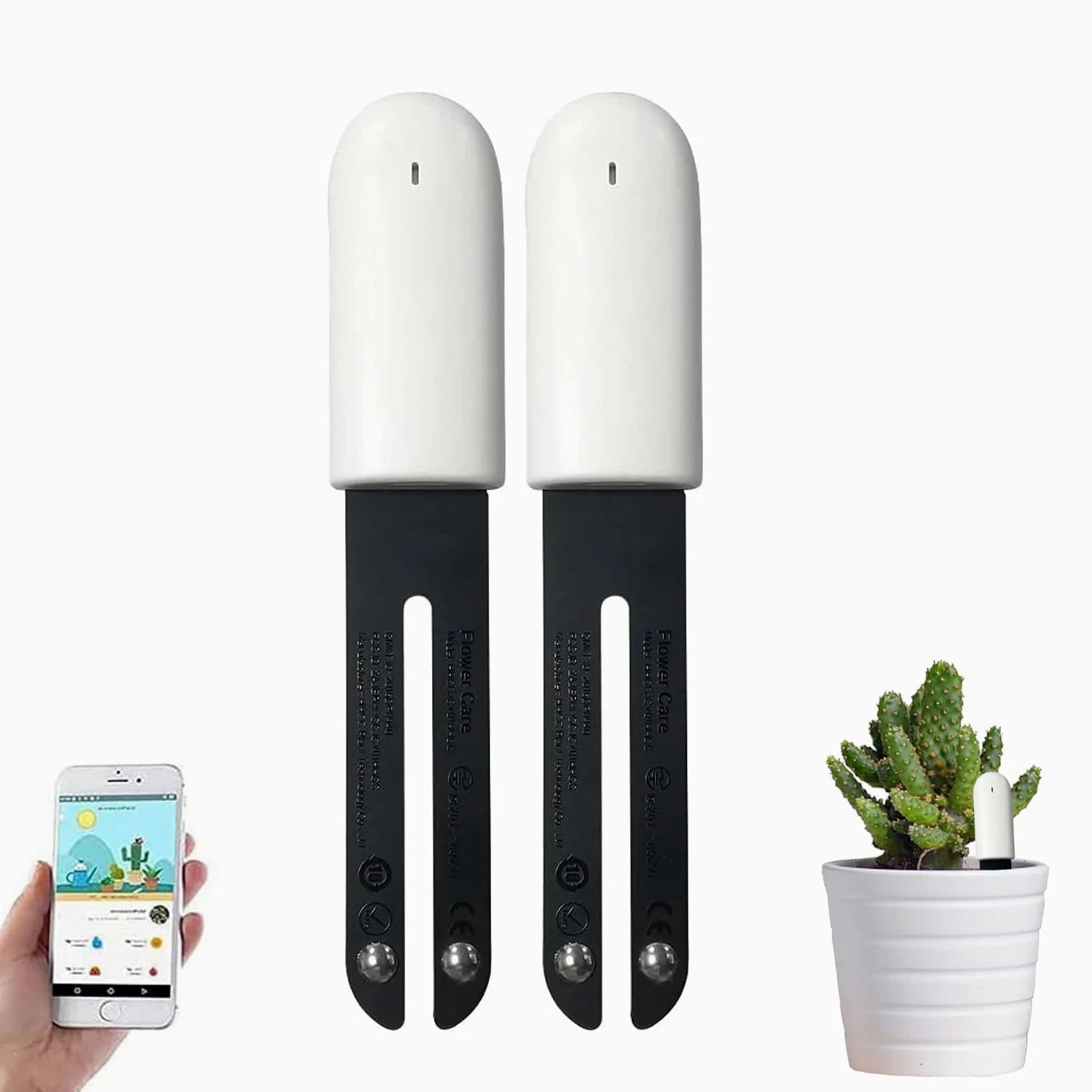 Medidor de humedad del suelo 4 en 1, monitor de agua para plantas, detecta automáticamente humedad/temperatura/luz/fertilidad, se puede conectar al teléfono móvil a través de Bluetooth, sensor