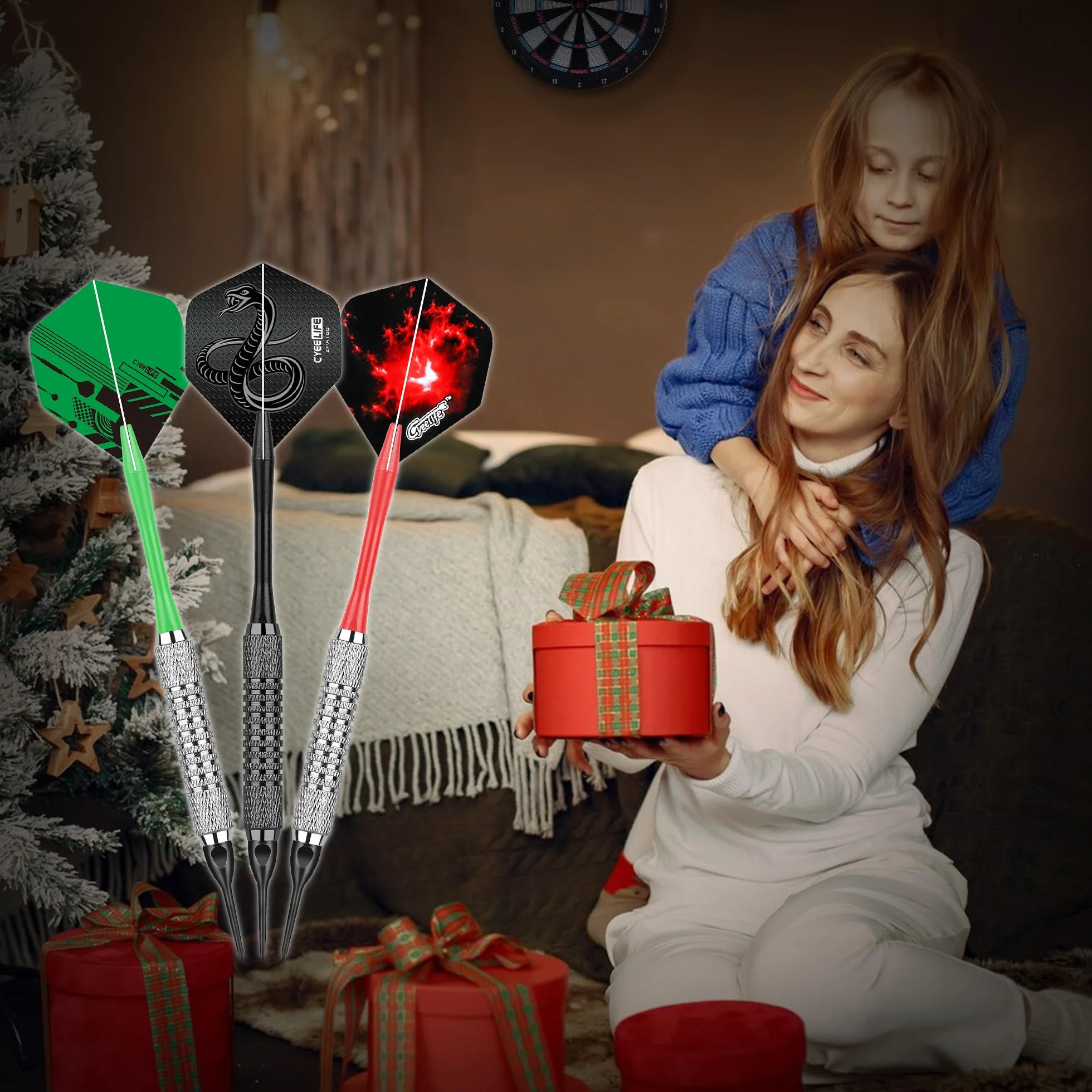 CyeeLife Dardos con punta de plástico - Juego de 18 dardos de punta suave para tablero de dardos electrónico