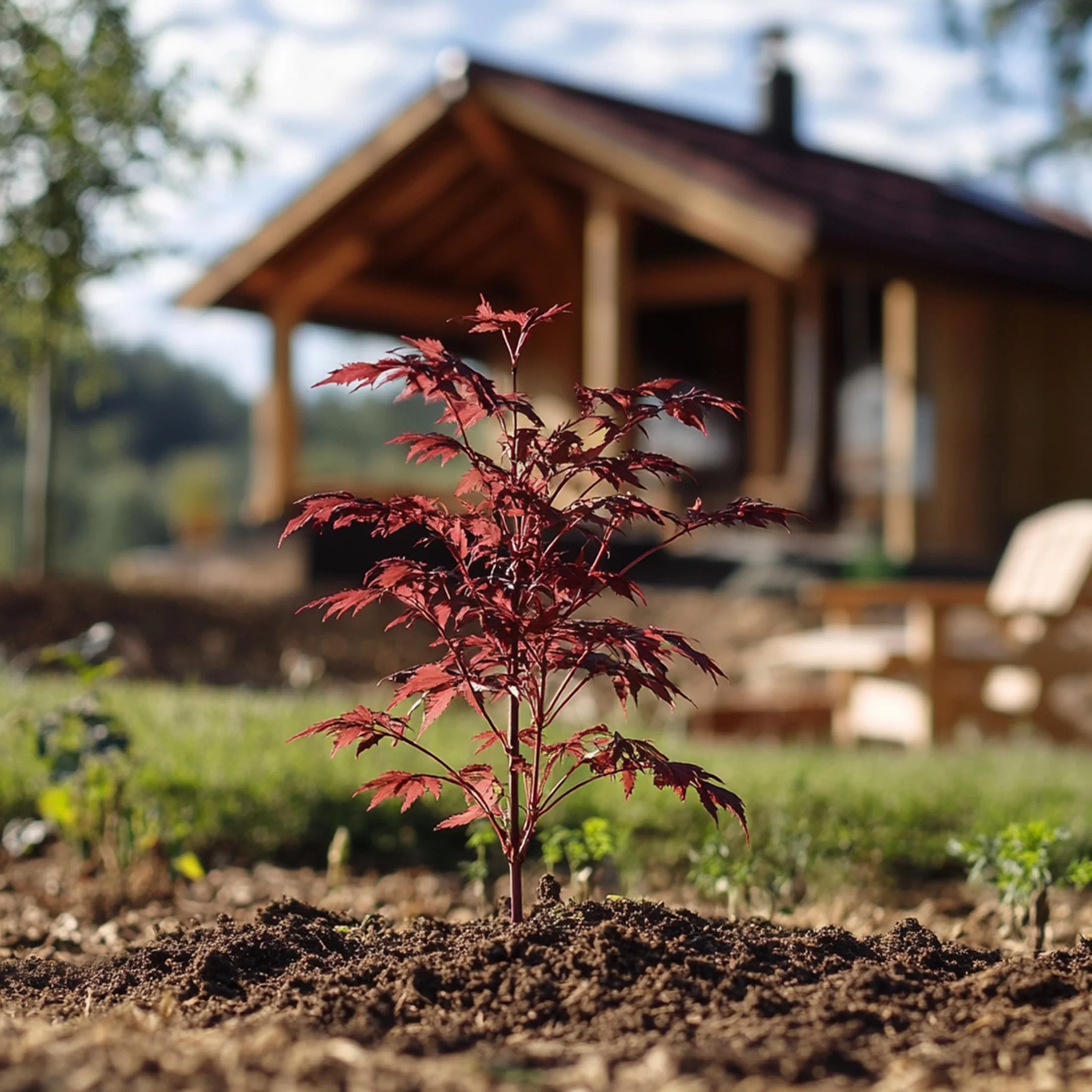 Plant in a Box - Arce japonés - Acer palmatum 'Atropurpureum' - Altura 25-40cm - Tamaño de la maceta 10,5cm - árbol - rojo