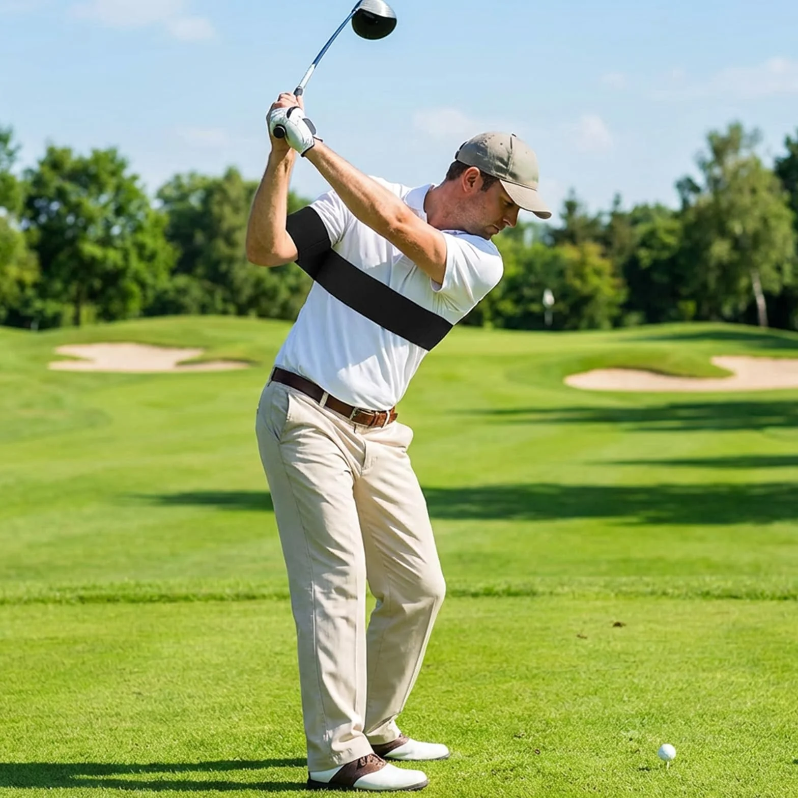 Swing Golf Trainer Brazo Flexible Corrección Postura Plano Swing Principiantes Hombres Mujeres Negro