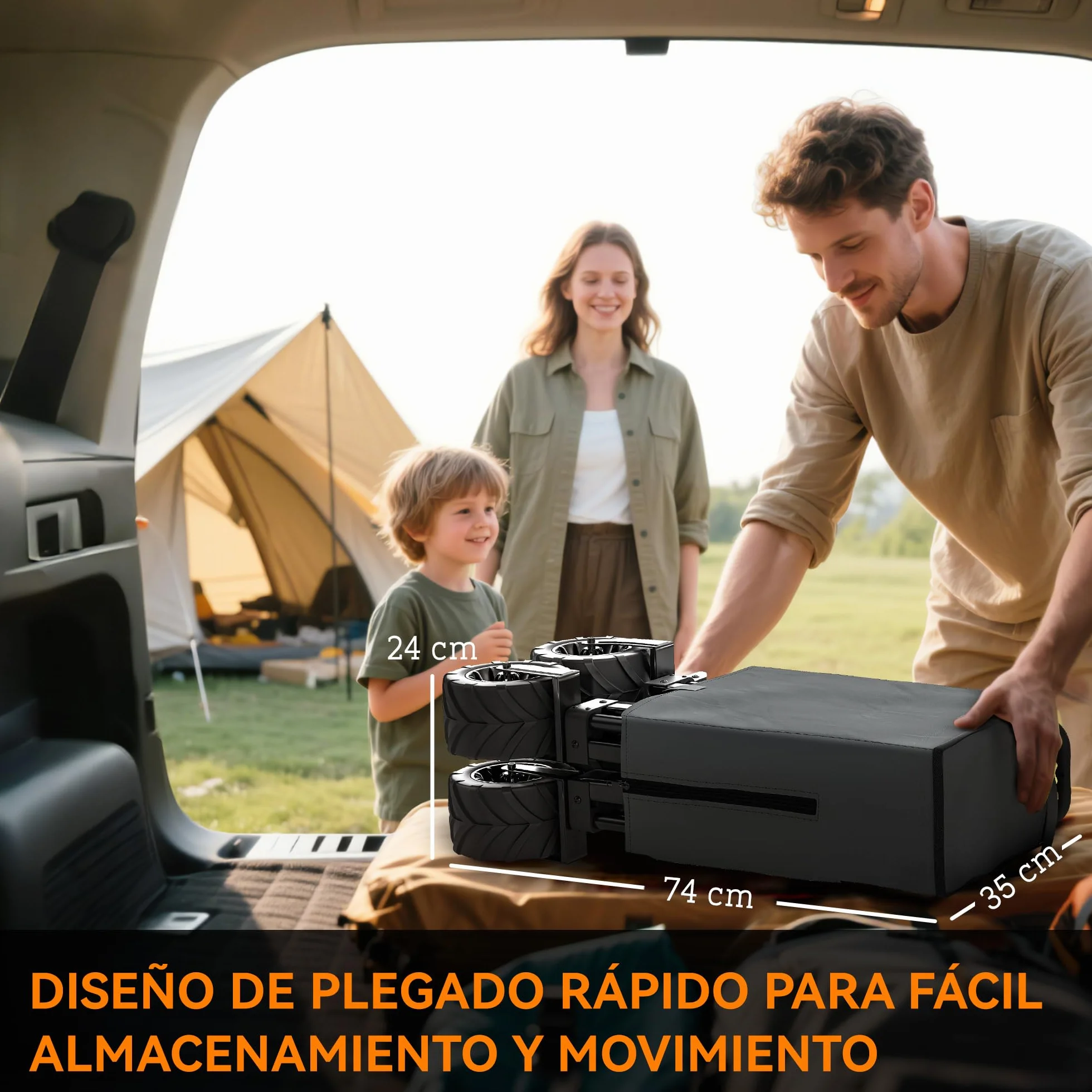 Outsunny Carro Playa Ruedas Grandes con Freno, Carrito de Jardín Plegable con Altura del Manillar Ajustable, Ruedas Giratorias 360°, para Terraza, Patio, Campaña, Compra al Aire Libre, Gris Oscuro