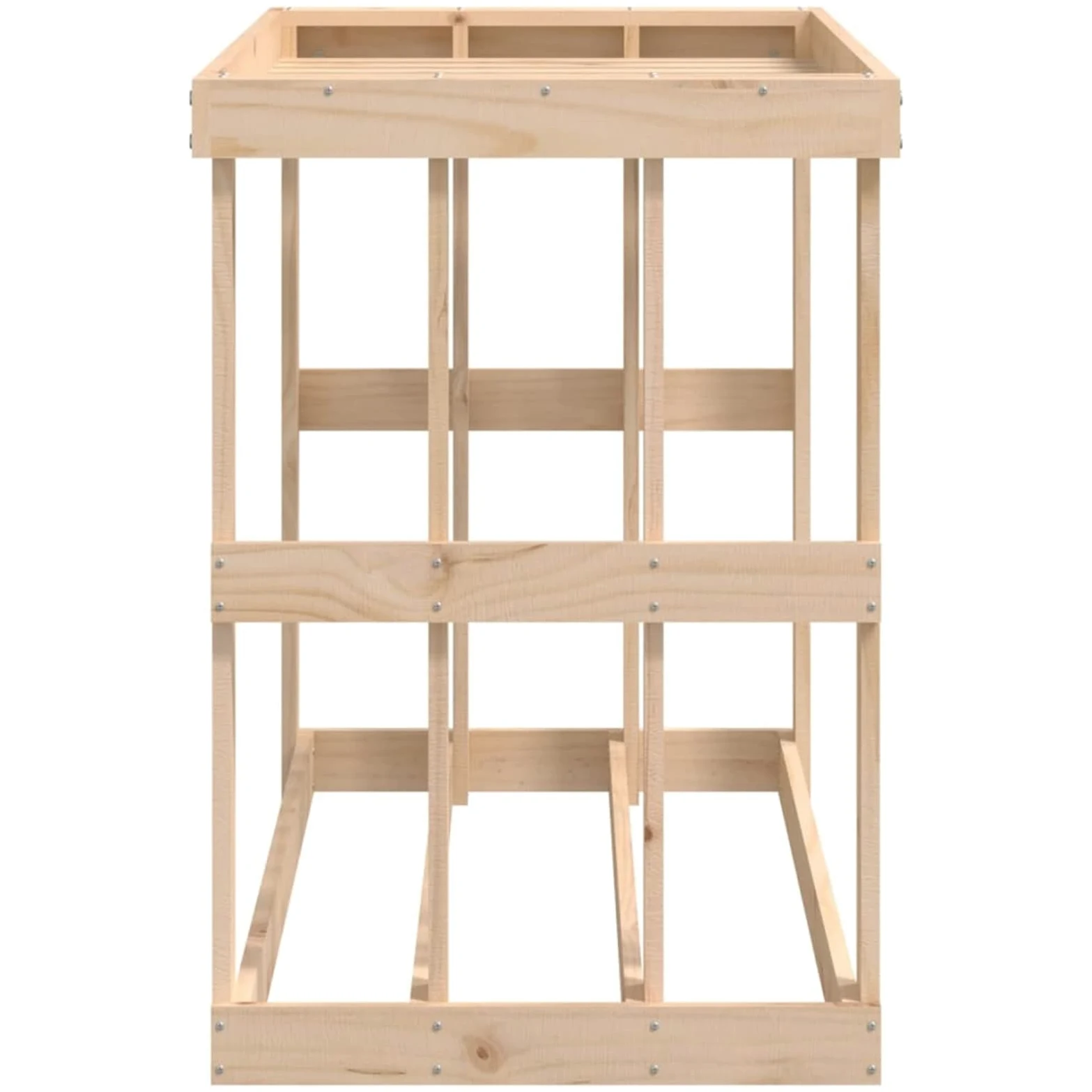 Homgoday Estantería para leña de chimenea, soporte para leña de chimenea, soporte apilable para leña con maceta superior, 108 x 52 x 74 cm, madera maciza de pino